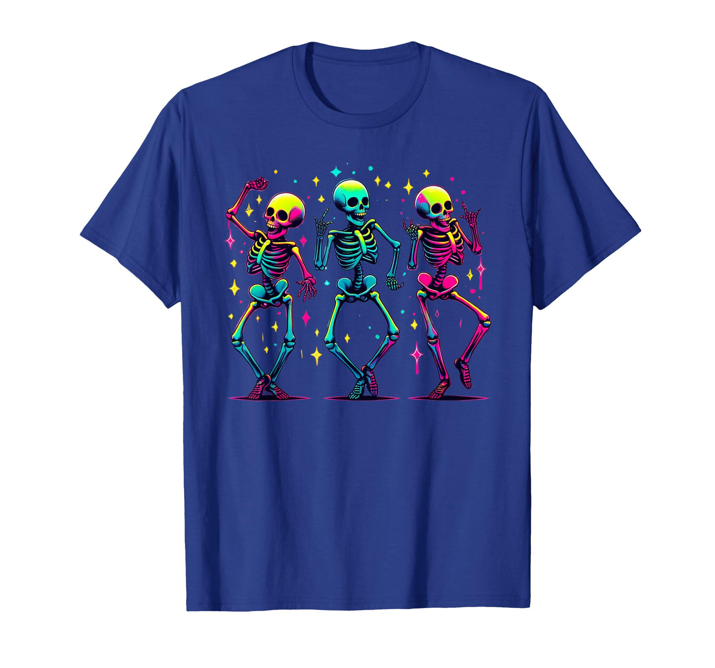 Funky Bones Rainbow Dancing Skeletons Funny Halloween Spirit T-Shirt