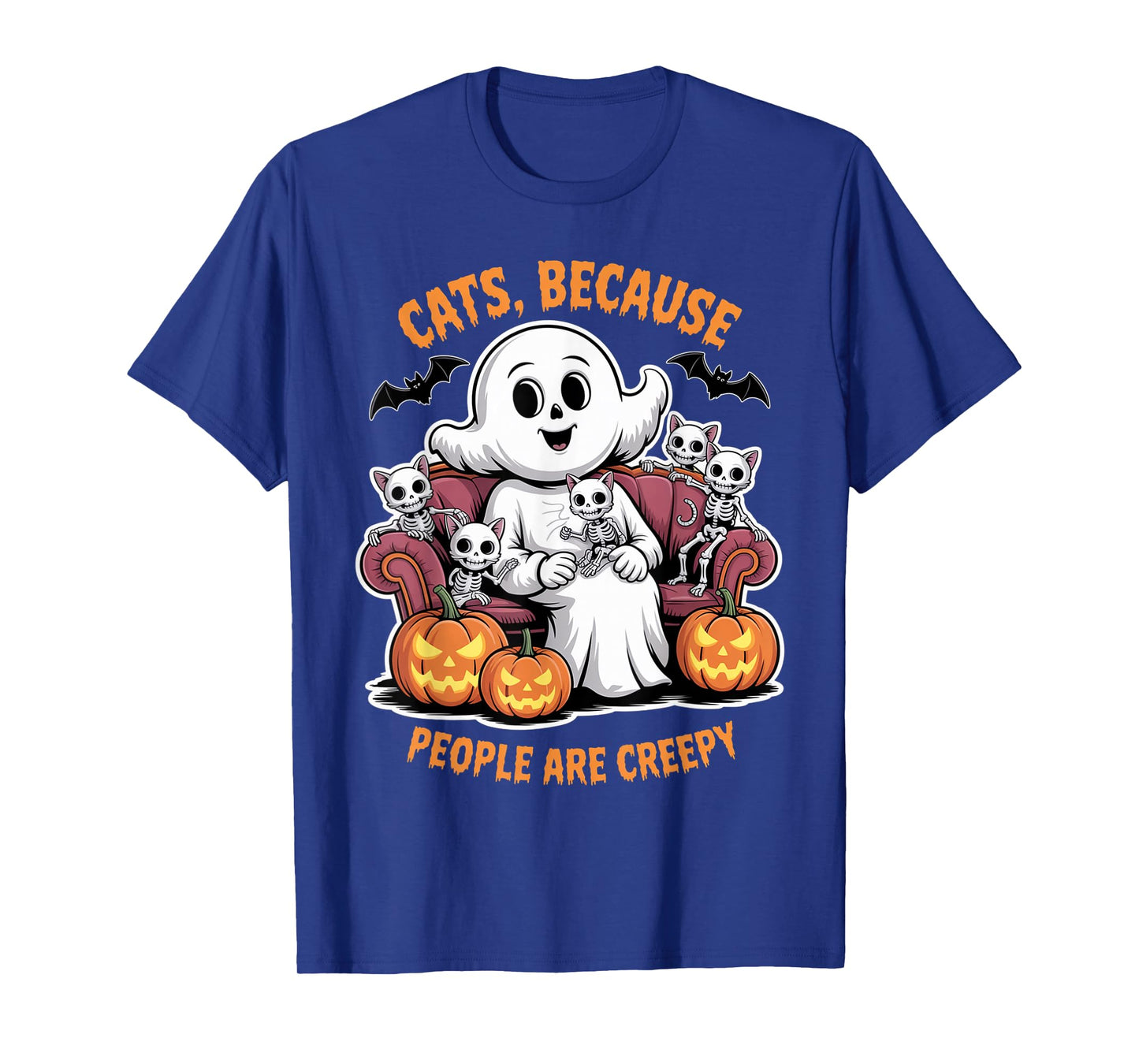 Cats Because People are Creepy Ghost Halloween Cat Mom Kids T-Shirt