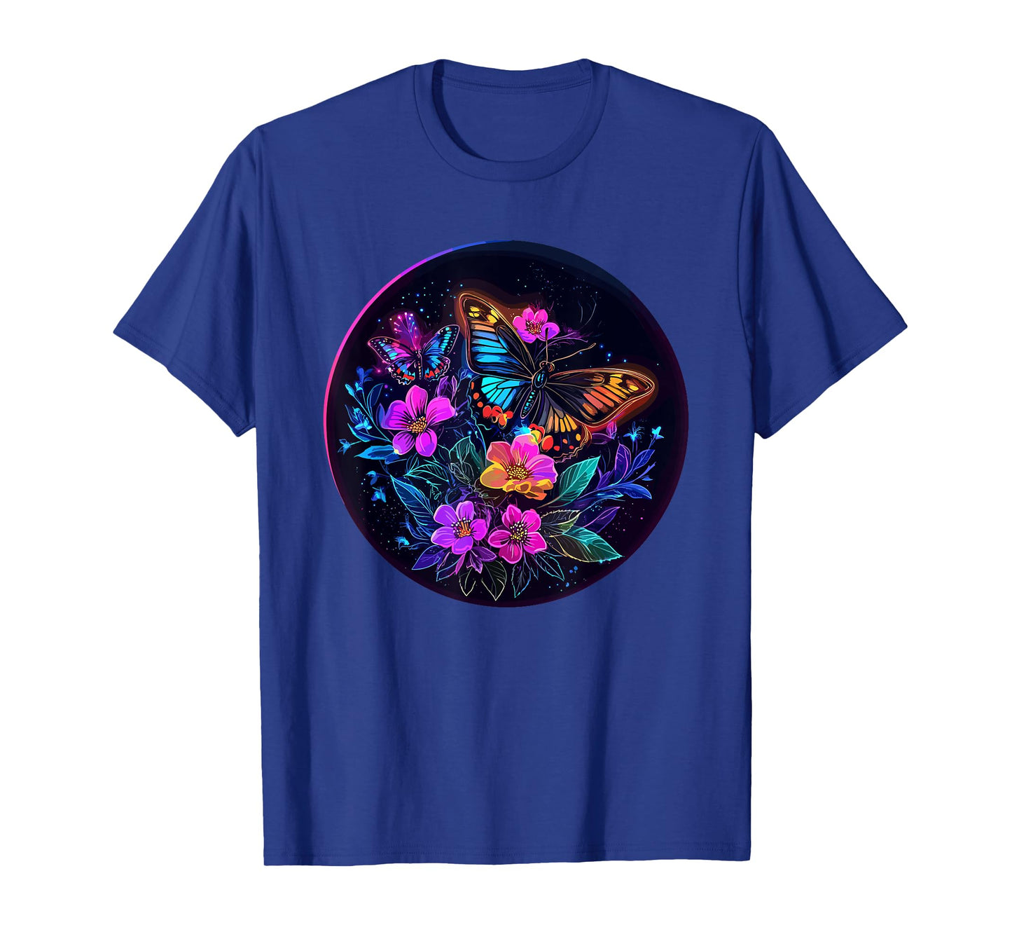 Butterfly And Floral Magic In Night Garden T-Shirt
