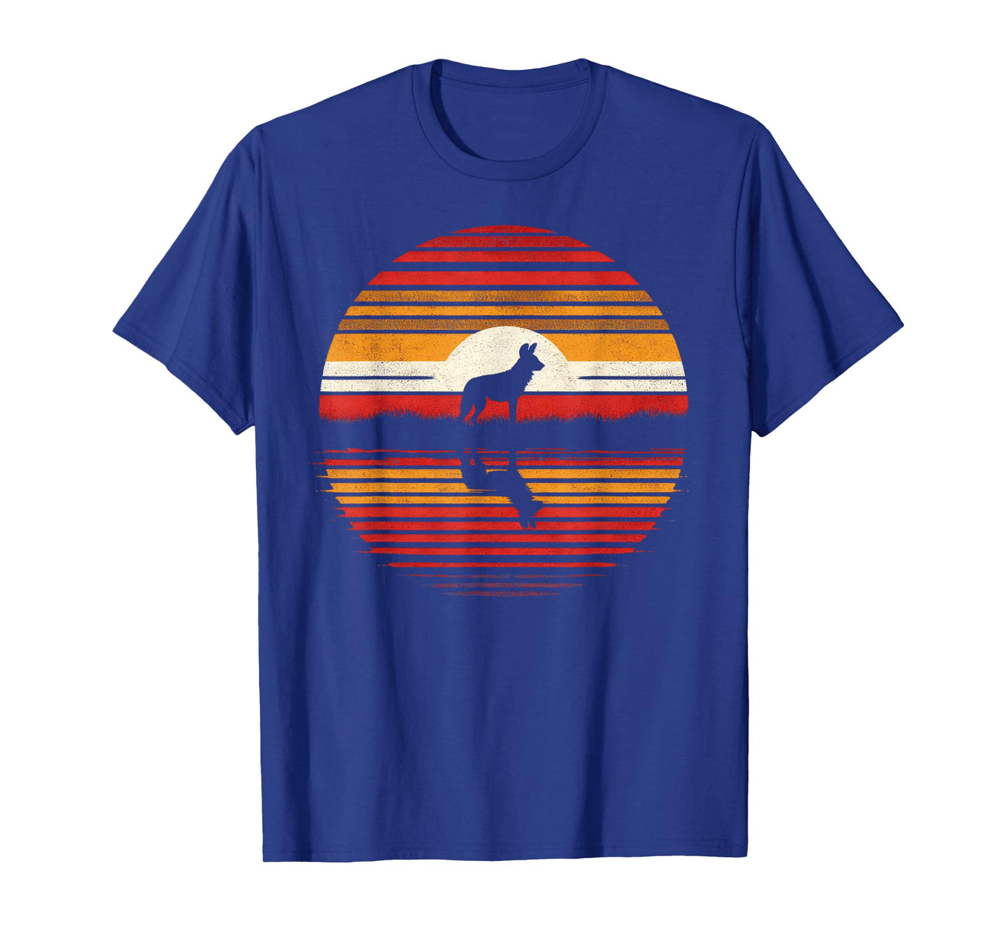 African Wild Dog Sunset Retro Style Safari Vintage 70s T-Shirt