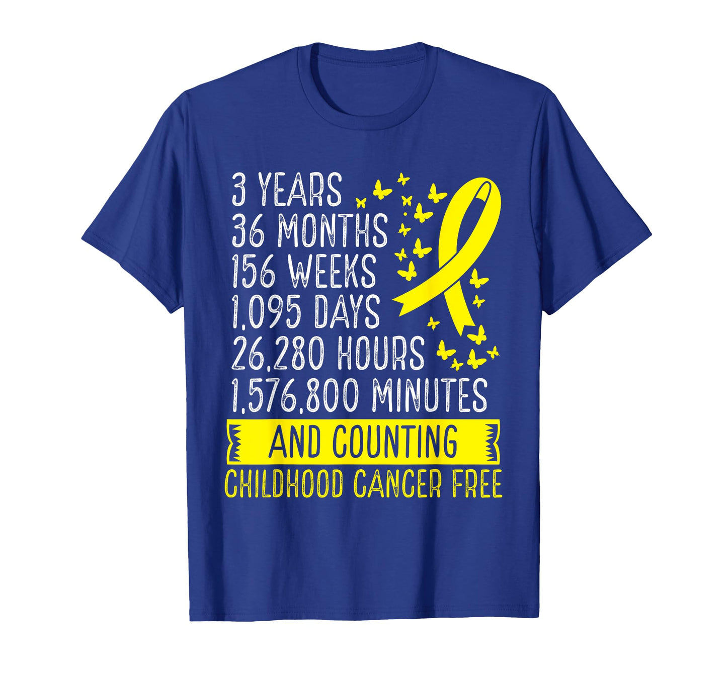 3 Years Childhood Cancer Free Awareness Ribbon Movement T-Shirt