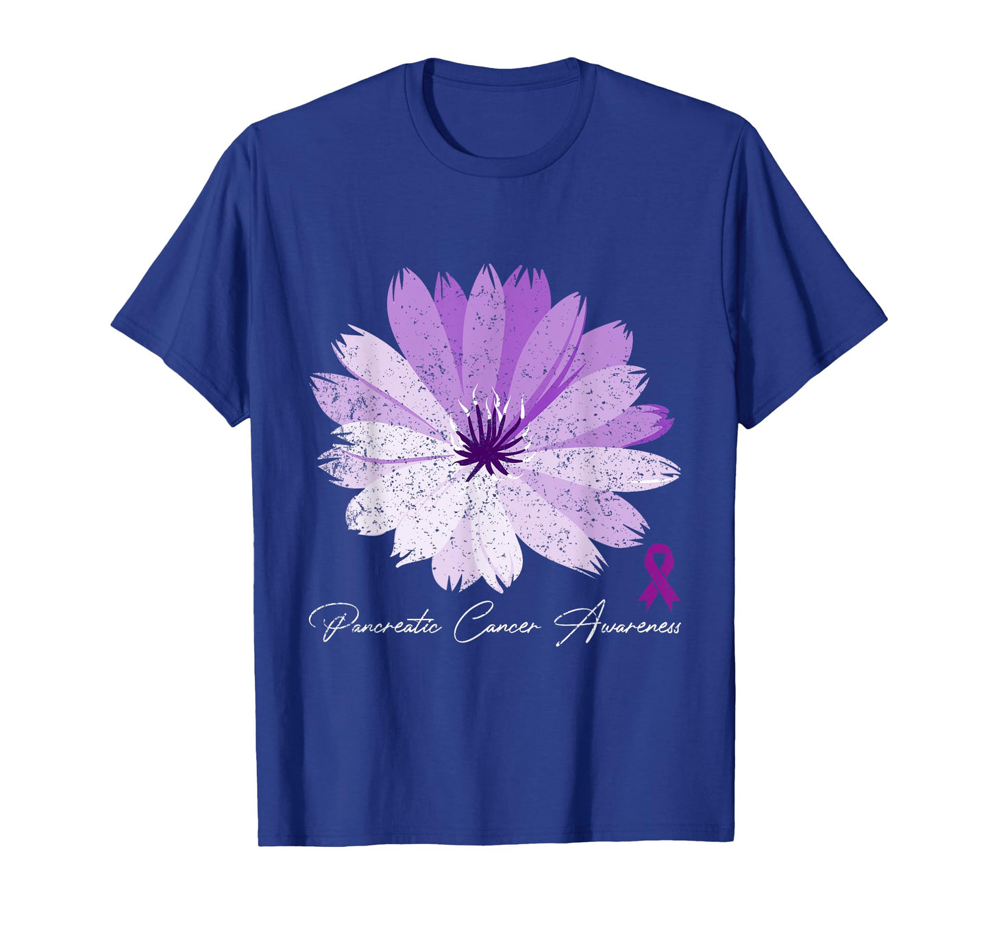 Flower Purple Ribbon Pancreatic Cancer Awareness T-Shirt