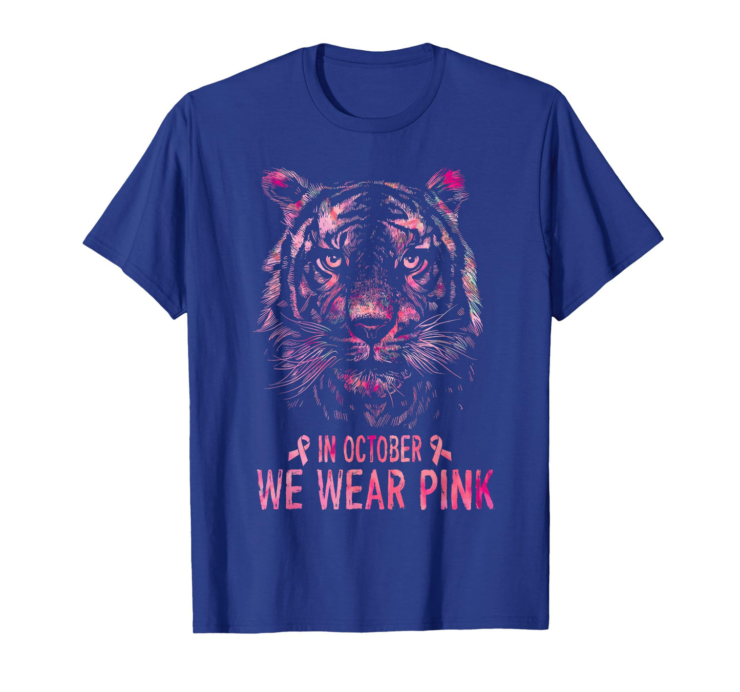 Tiger In October We Wear Pink Breast Cancer Awareness 2022 T-Shirt