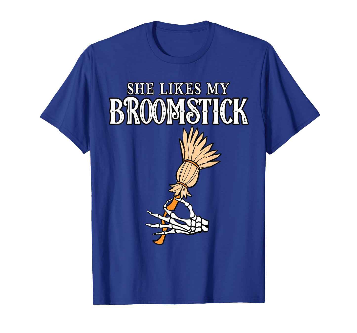 She Likes My Broomstick Couples Pumpkins Skeleton Halloween T-Shirt