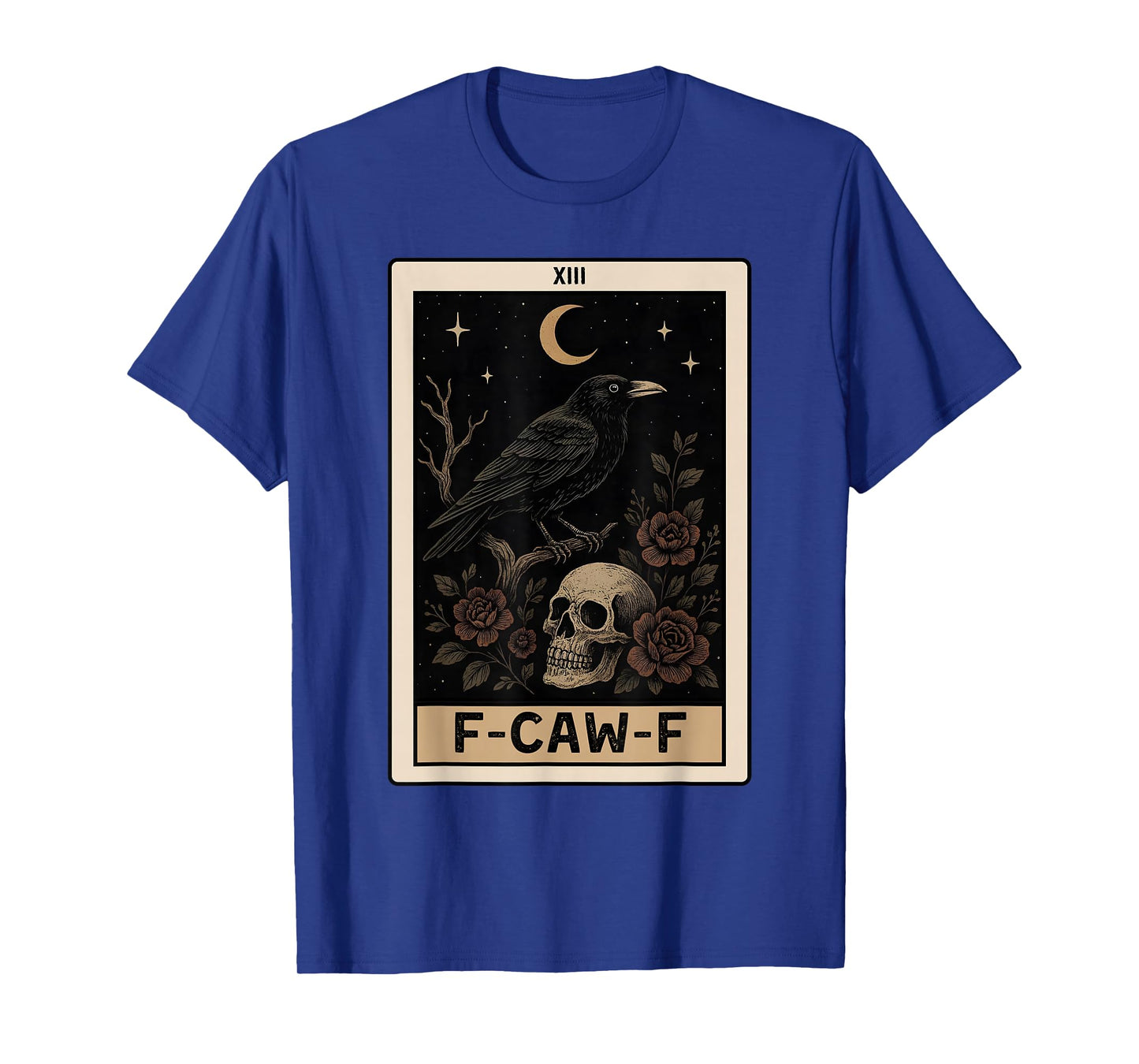 Funny F-Caw-F Black Crow Tarot Card Moon Gothic Adult Humor T-Shirt