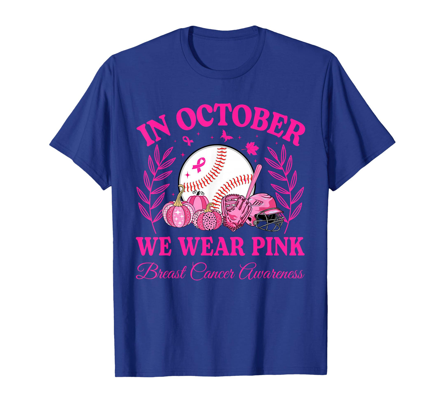 In October We Wear Pink Baseball Breast Cancer Kids Boy Girl T-Shirt