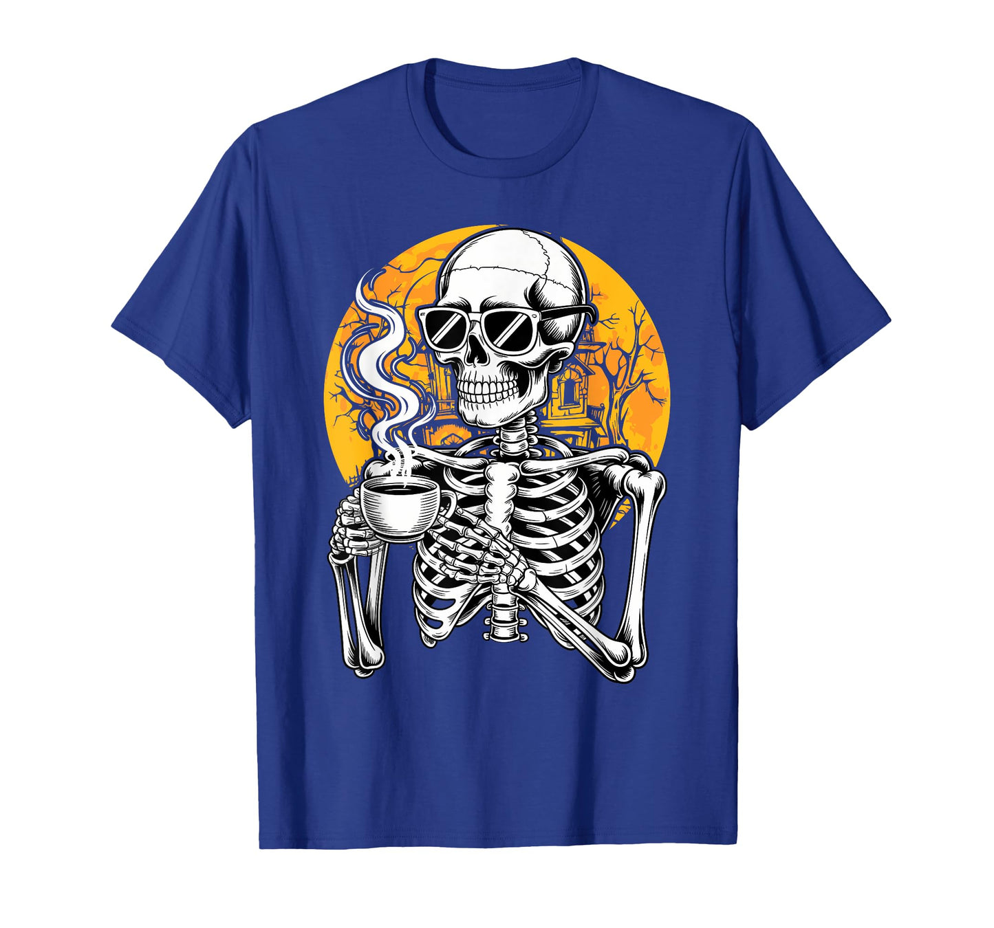 Halloween Skeleton Coffee Funny Costume Men Women Kids Boys T-Shirt