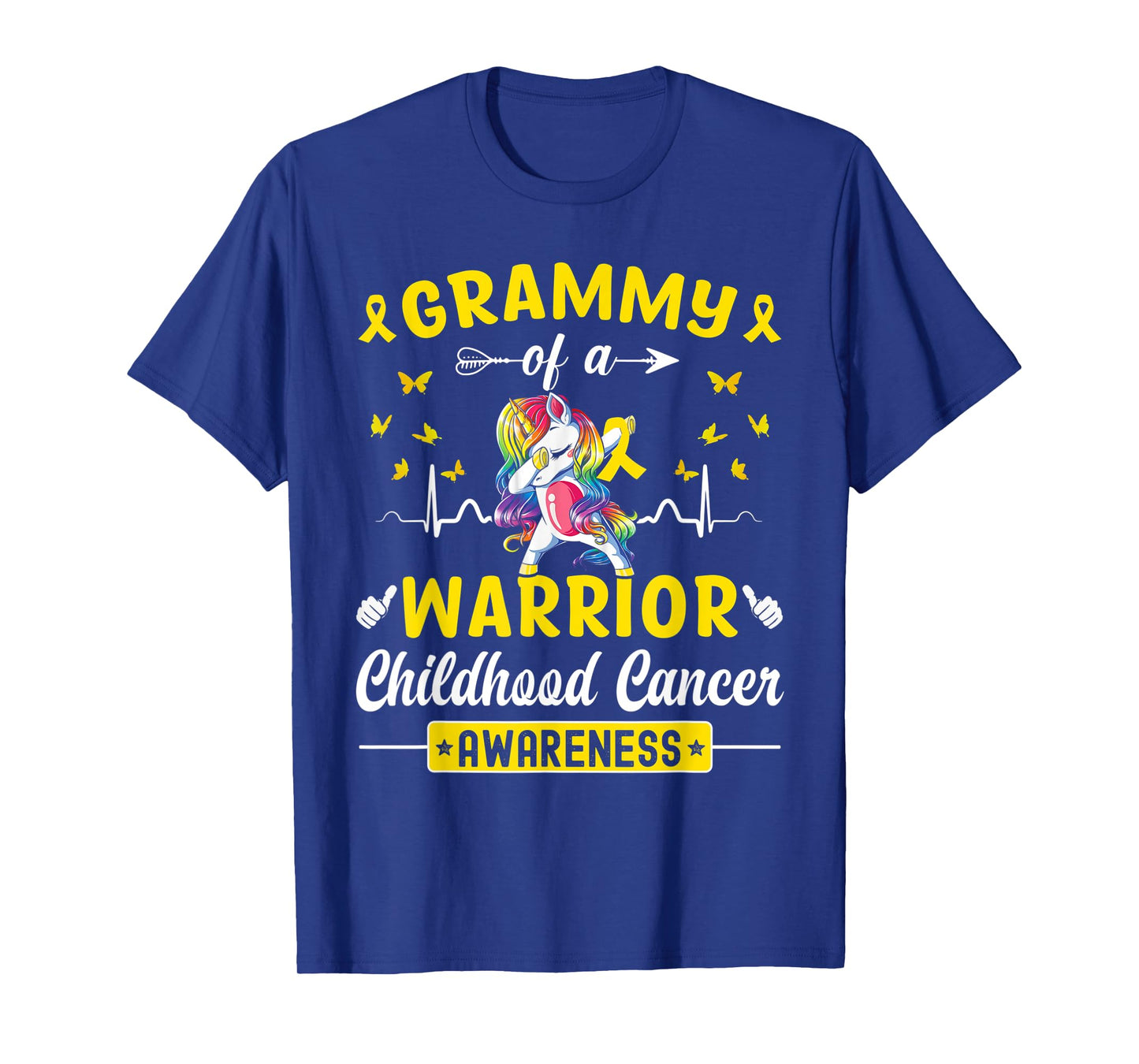 Grammy Of A Warrior Childhood Cancer Awareness Unicorn T-Shirt