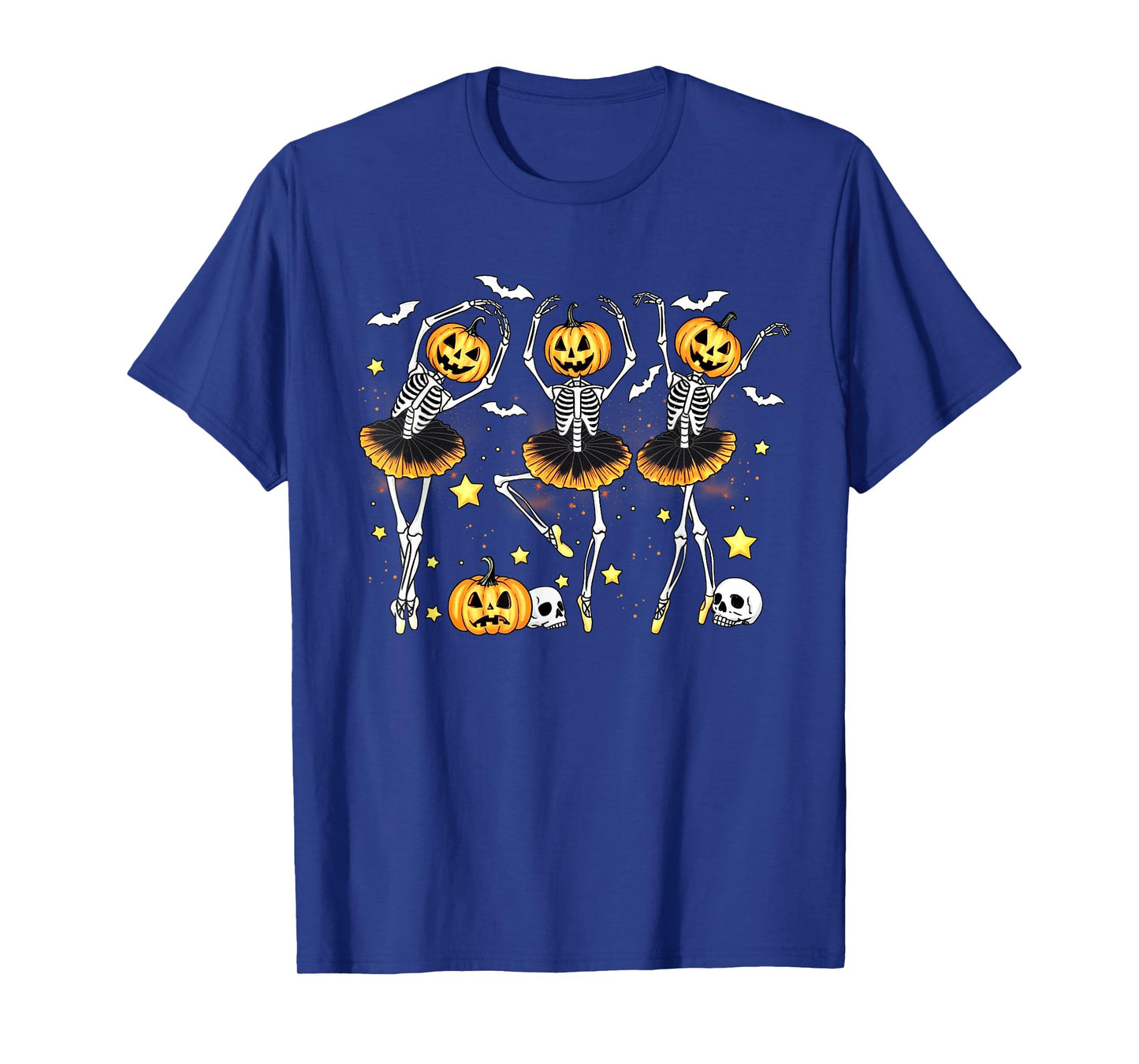 Pumpkin Skeleton Ballet Dance Halloween Dancer Women Girls T-Shirt