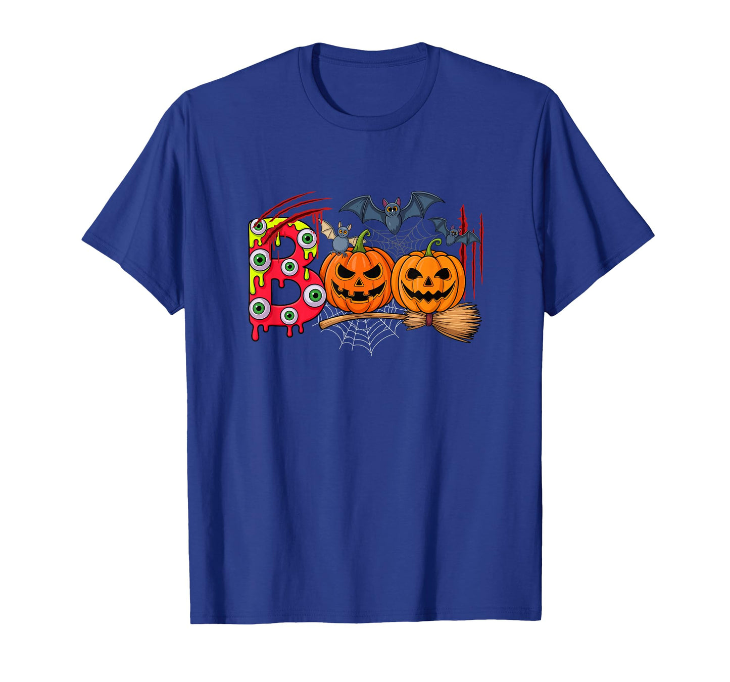 Boo Halloween Costume Bats Two Horror Carved Pumpkins T-Shirt
