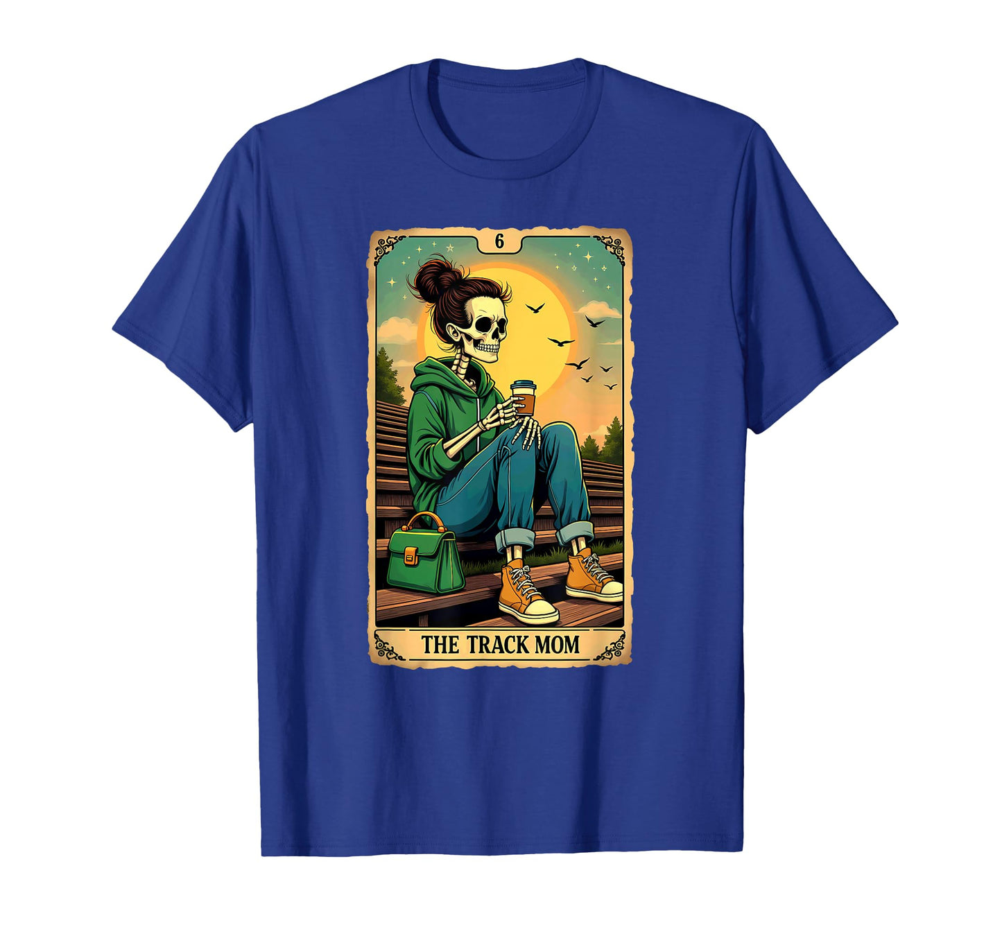 Gothic Tarot Card The Track Mom Skeleton Coffee Runner T-Shirt