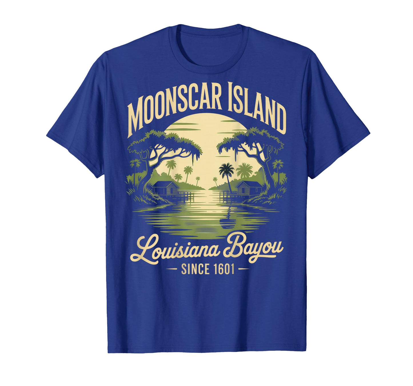 Moonscar Island Louisiana Bayou Retro Landscape Nostalgic T-Shirt