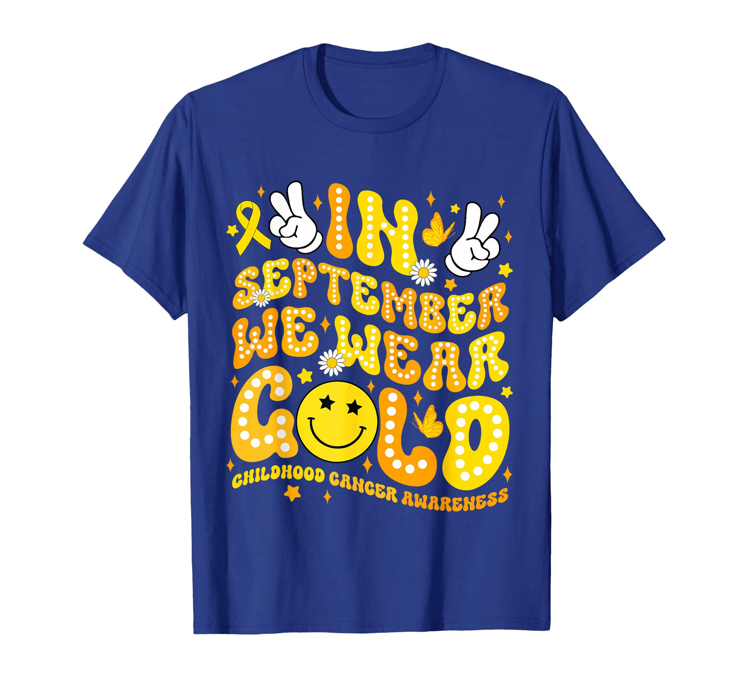 Groovy in September We Wear Gold Childhood Cancer Awareness T-Shirt