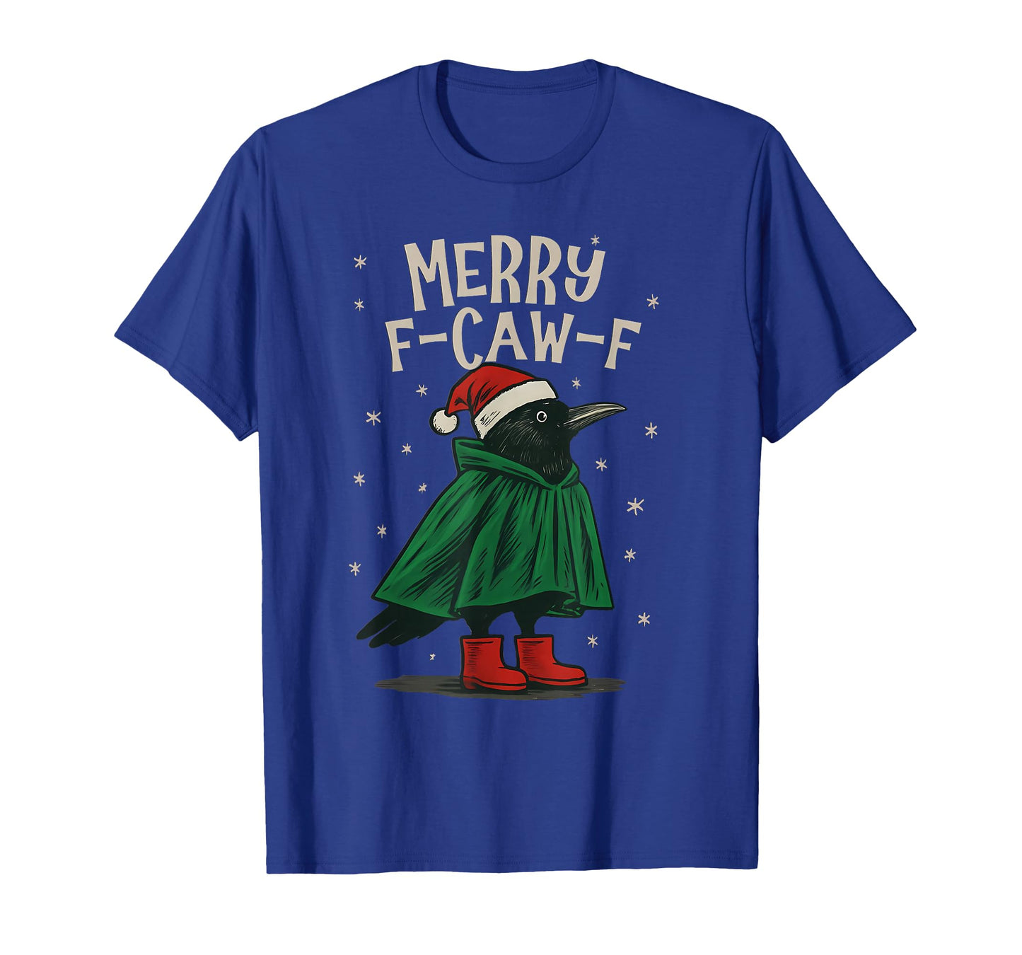 Black Crow F-Caw-F Funny Retro Christmas Lights Santa hat T-Shirt