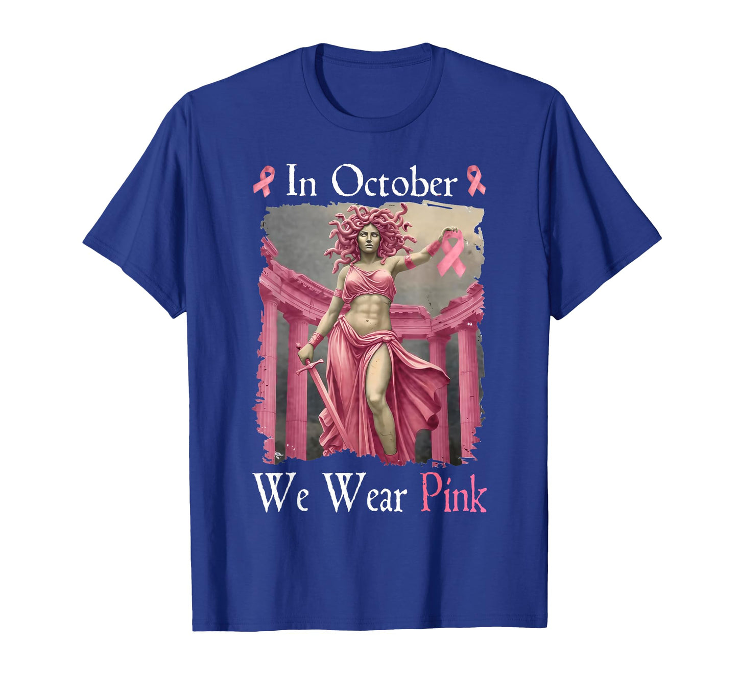 Breast Cancer Shirts Women Medusa October Wear Pink Ribbon T-Shirt