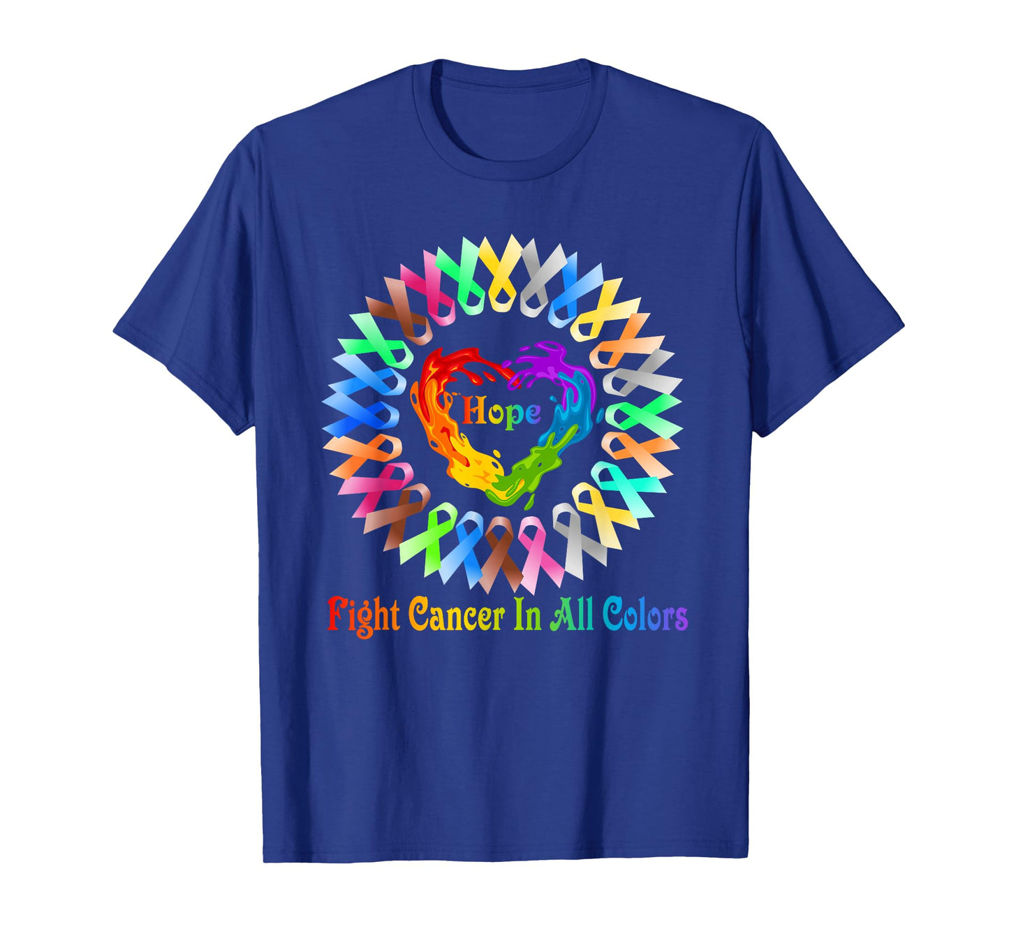 Fight Cancer In All Color Feather Breast Cancer Awareness T-Shirt