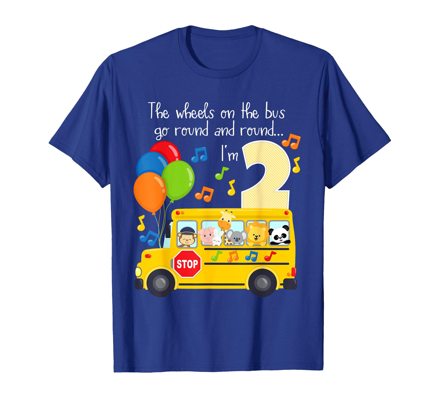 The Wheels On The Bus 2nd Birthday 2 Yrs Old Family Matching T-Shirt