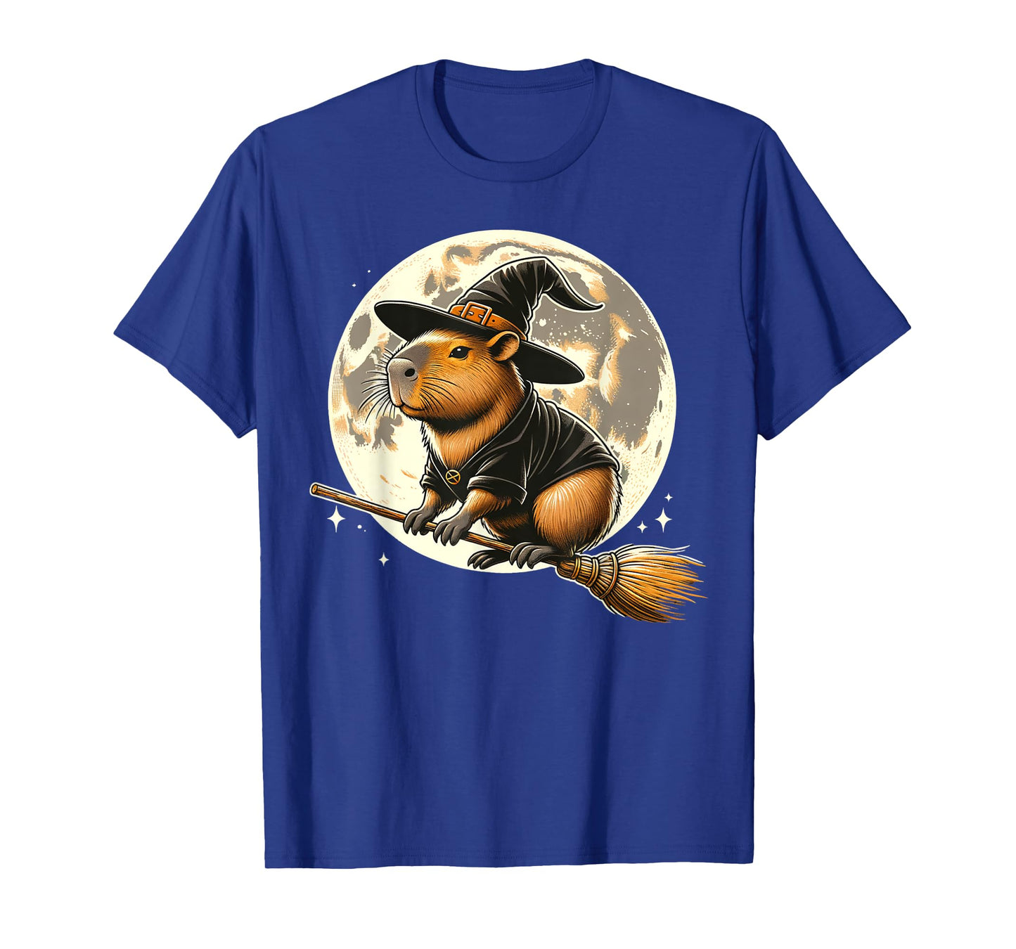 Funny Capybara Rides a Witch's Broom Halloween Spooky Vides T-Shirt