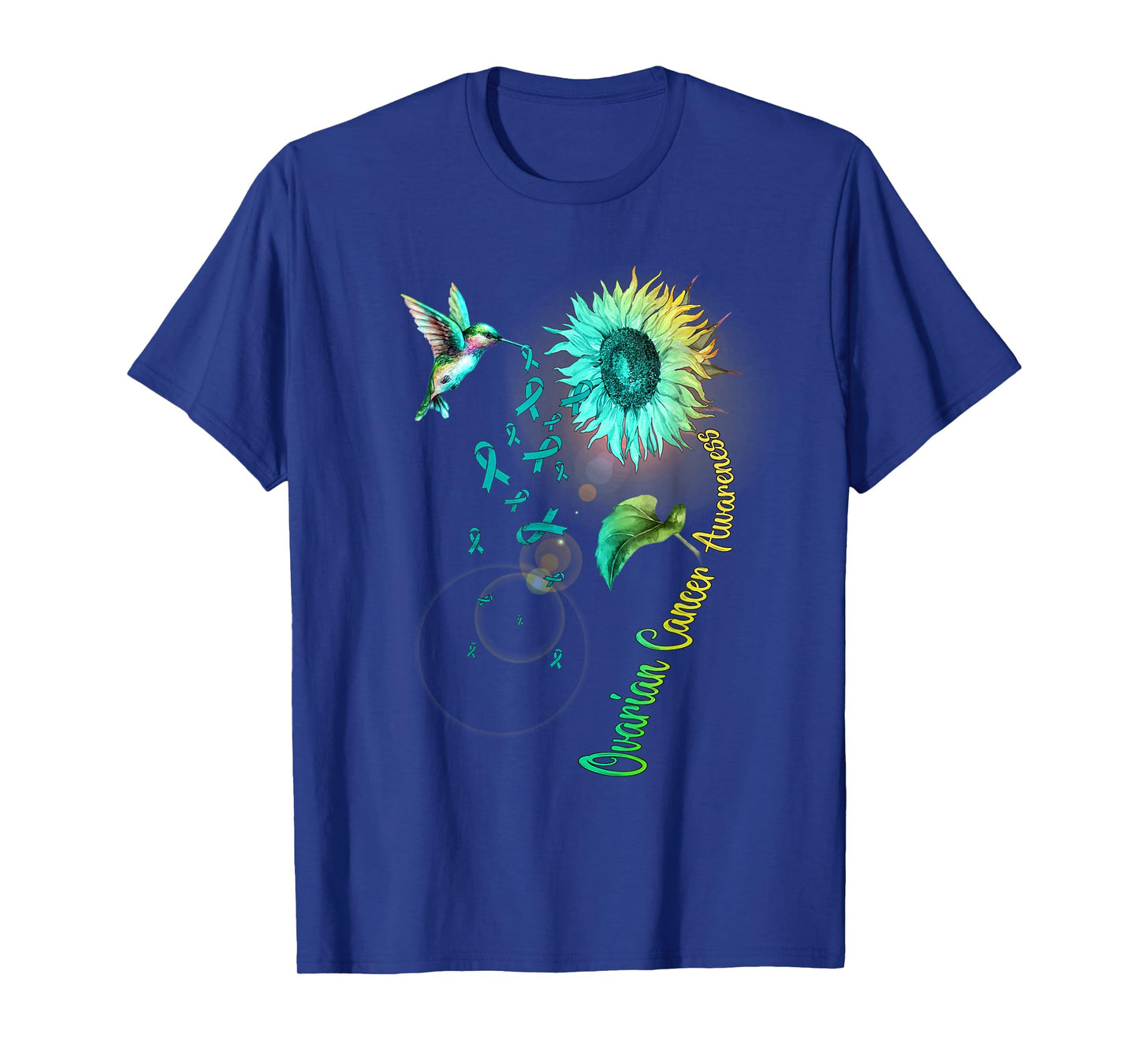 Ovarian Cancer Sunflower Hummingbird T-Shirt