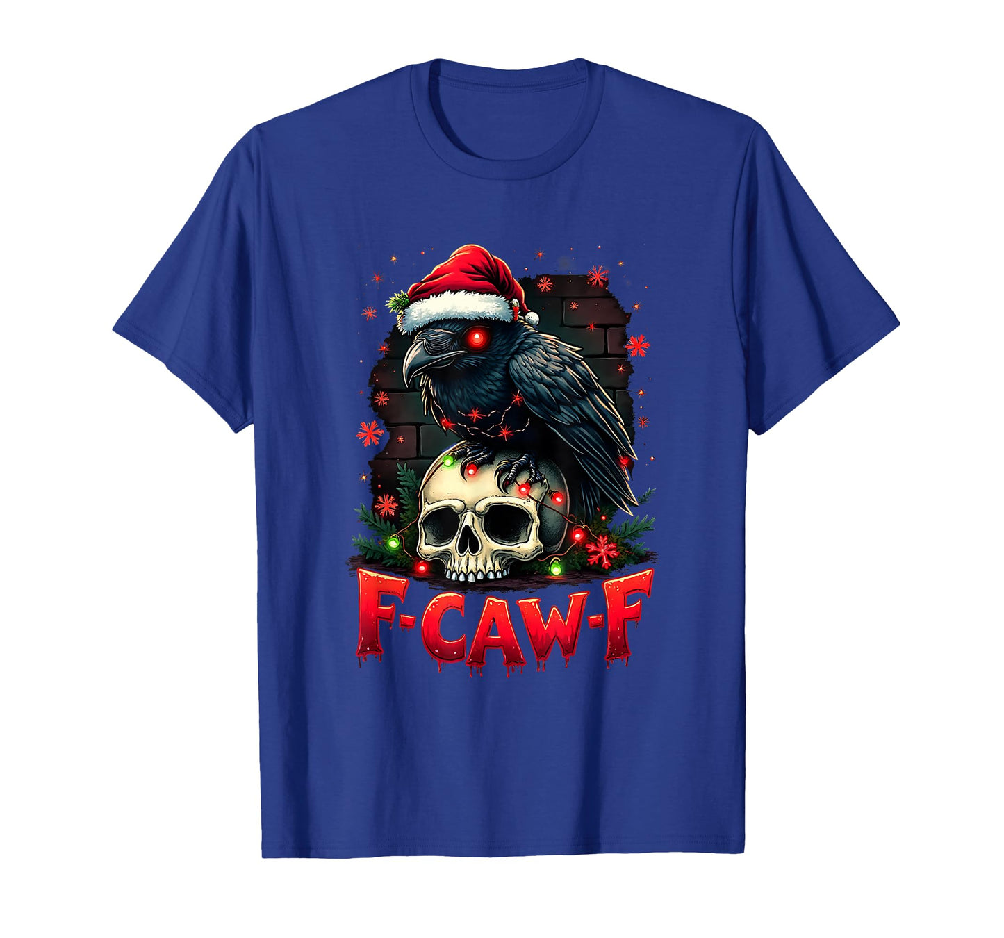 F-Caw-F Santa Vintage Christmas Horror Funny Black Crow T-Shirt