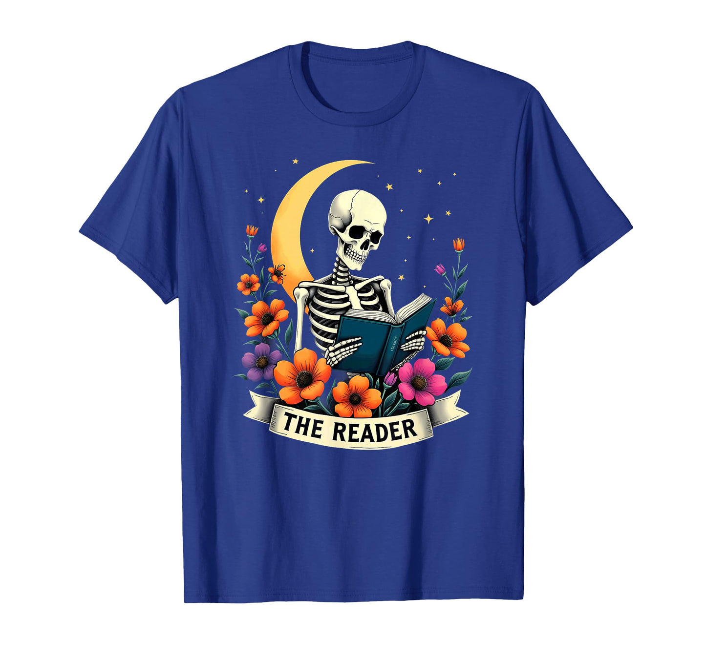 Tarot Card Skeleton Reading Book Librarian The Reader T-Shirt