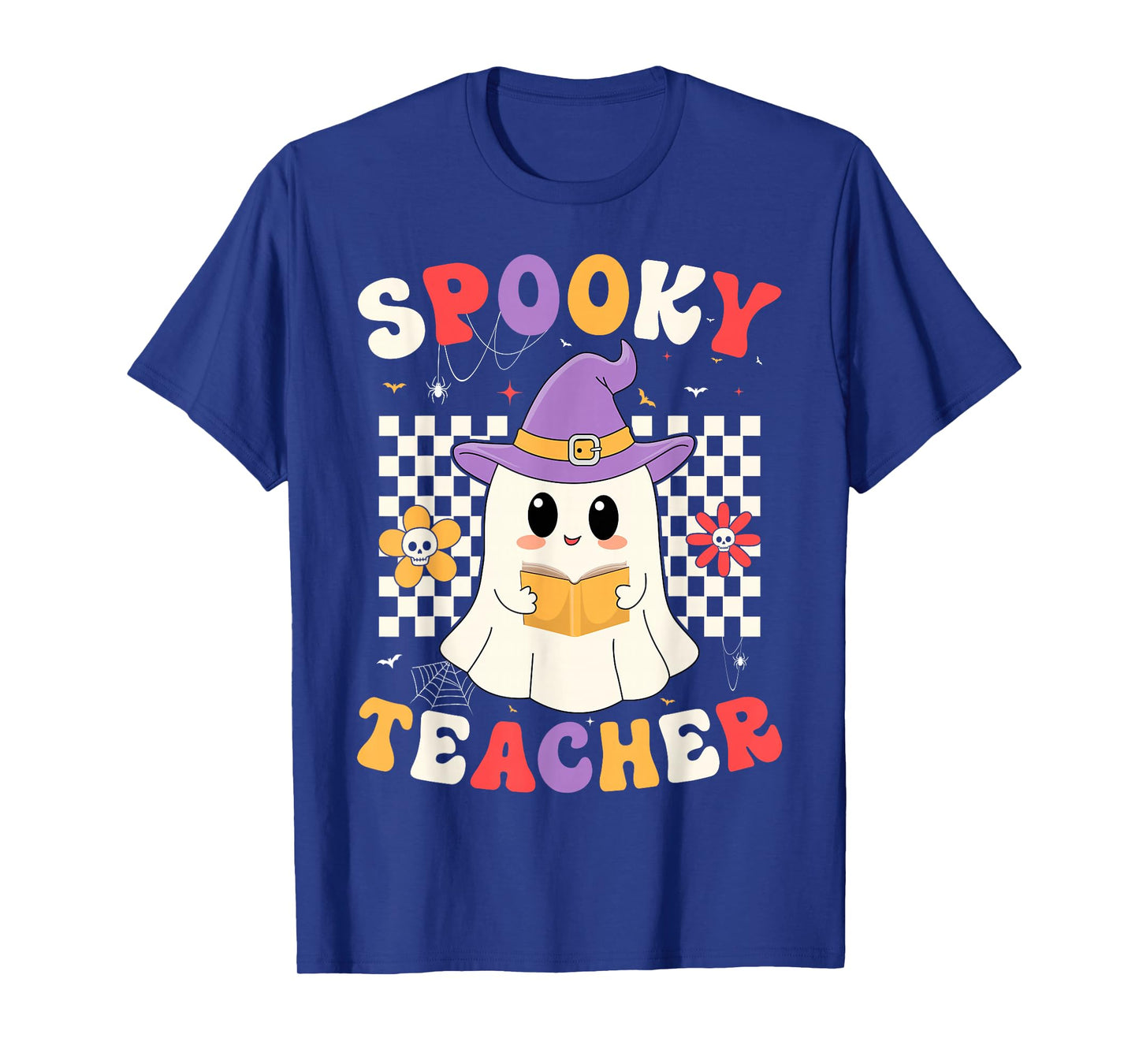 Spooky Teacher Halloween Costume Boo Ghost Groovy Teacher T-Shirt