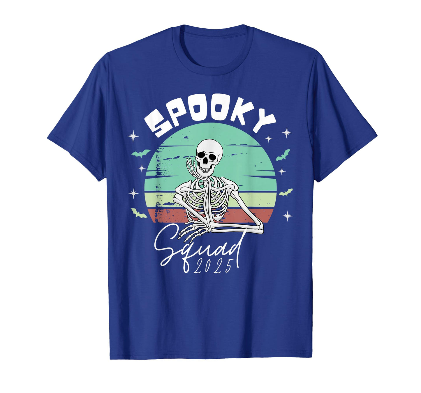 Spooky Squad 2025 Skeleton Chill Retro Vibes Kids Halloween T-Shirt