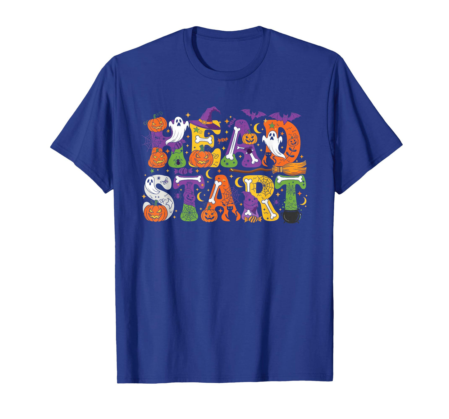 Head Start Pumpkin Ghost Skeleton Halloween Kids Mens Womens T-Shirt