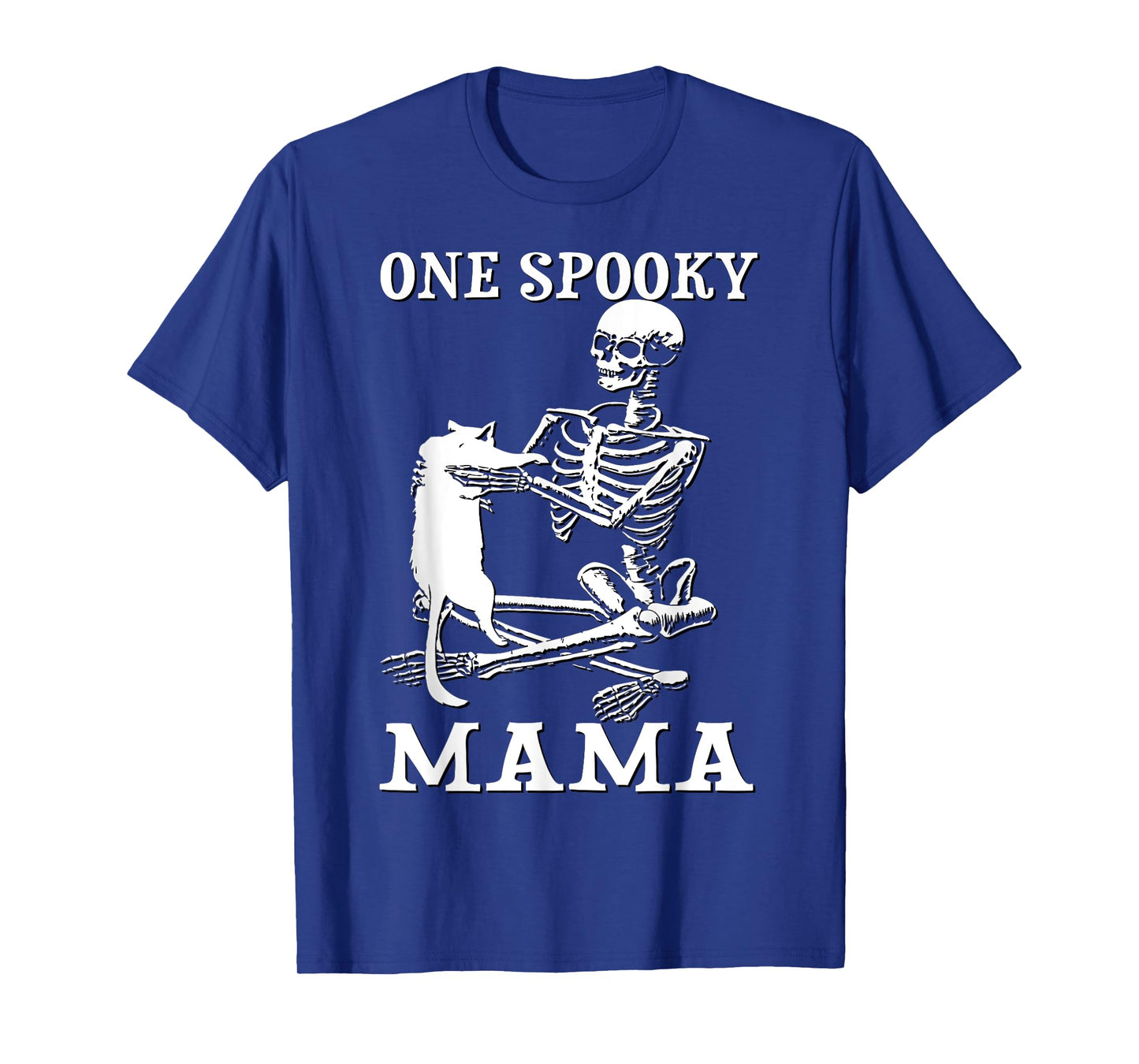 Skeleton Holding A Cat One Spooky Mamaa Halloween Costume T-Shirt for Men Women Kids