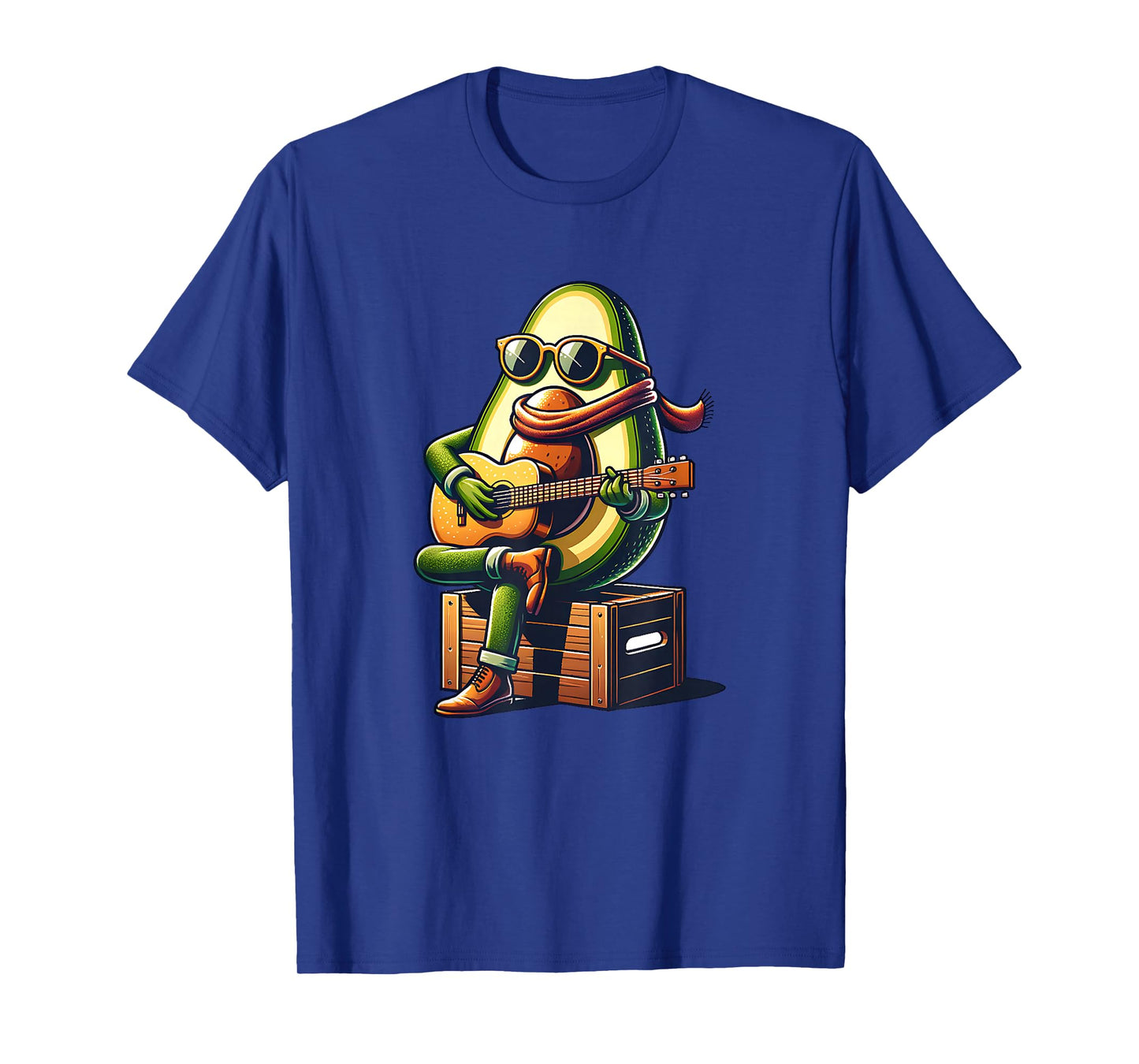 Avocado Playing Guitar Sunglasses Acoustic Music Vibe T-Shirt