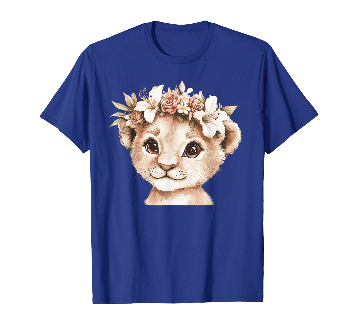 Cute Lion Cub With Flower Crown Illustration T-Shirt