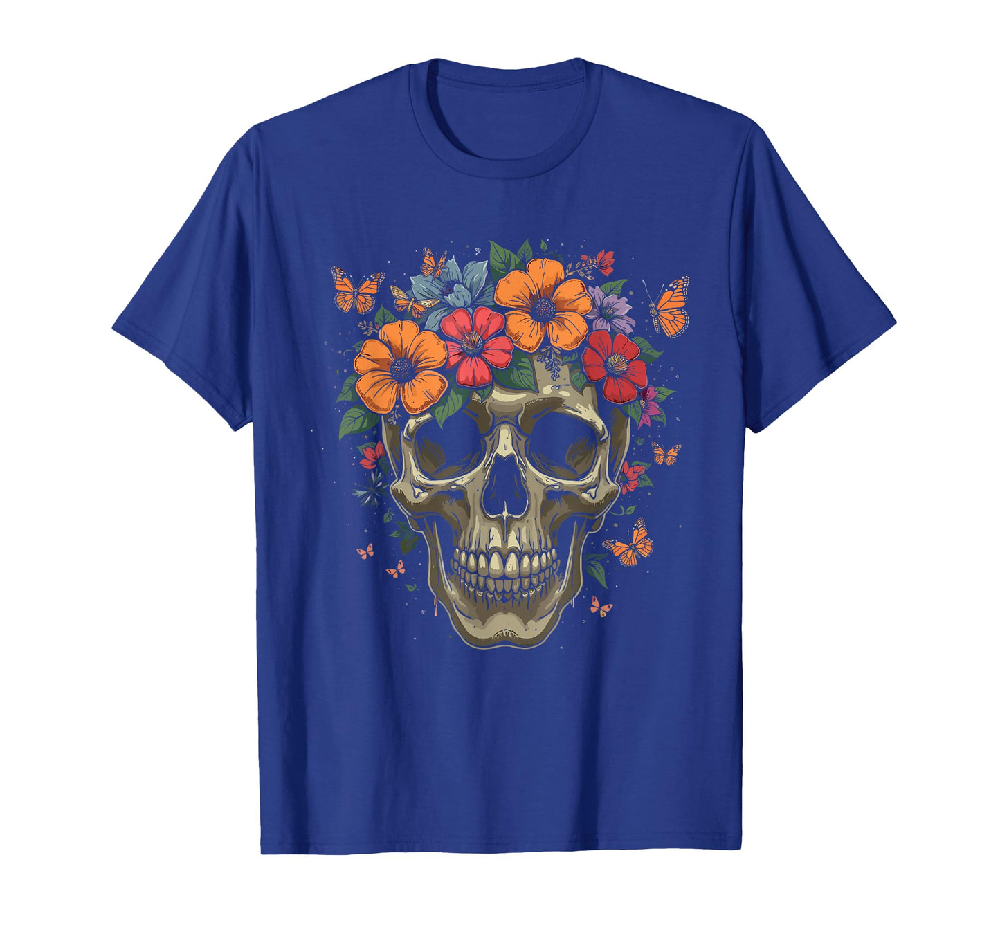 Skull with Flower Crown Funny Halloween T-Shirt