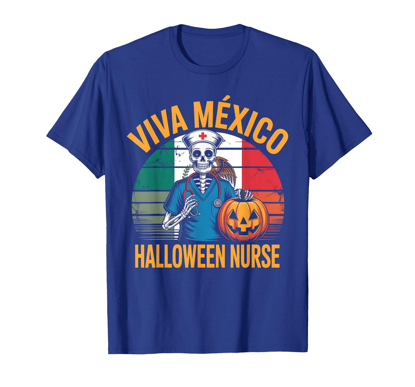 Viva Mexico Halloween Nurse Vintage Mexican Nurses Skeleton T-Shirt