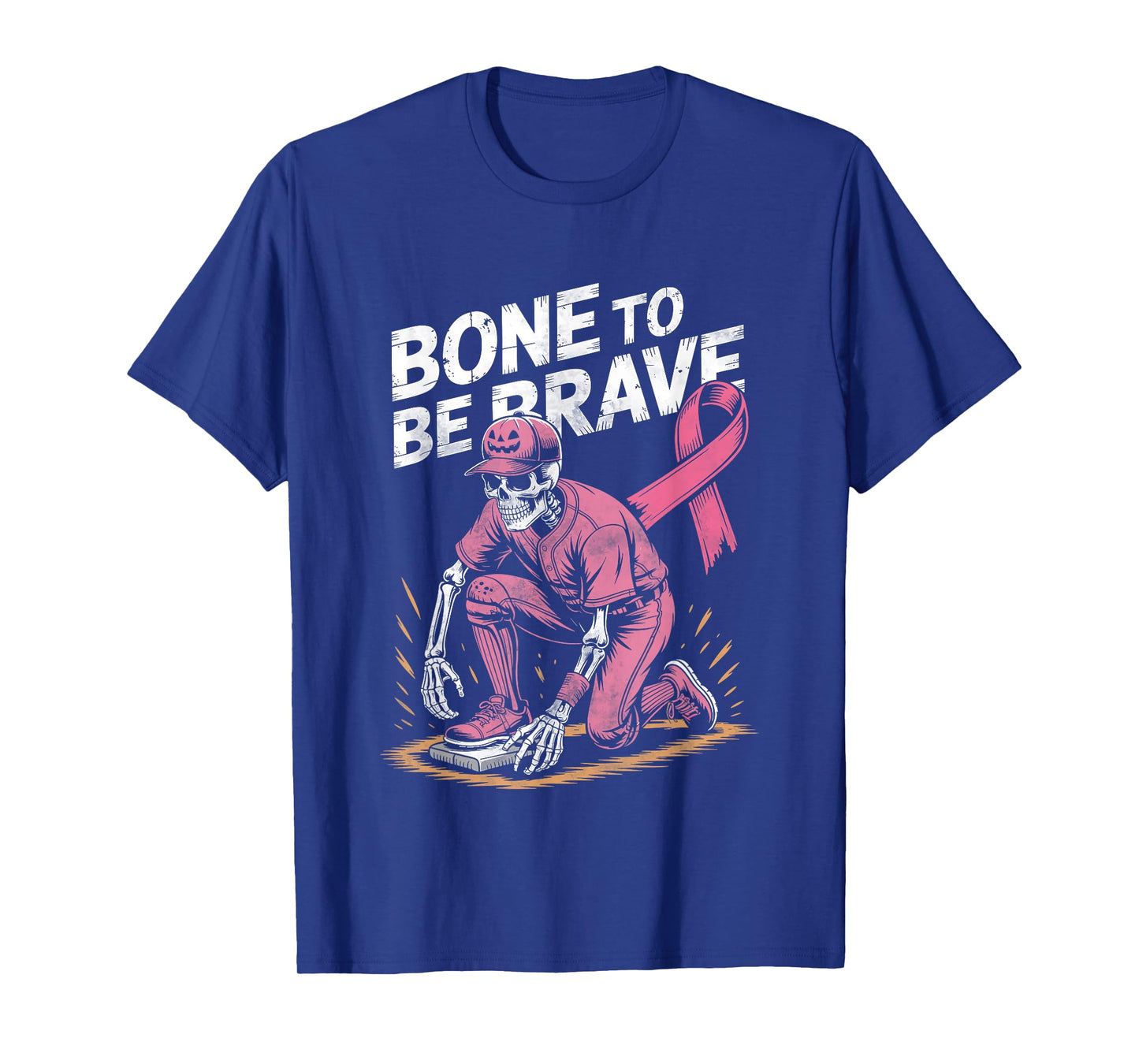 Baseball Skeleton Fighter Halloween Breast Cancer Awareness T-Shirt