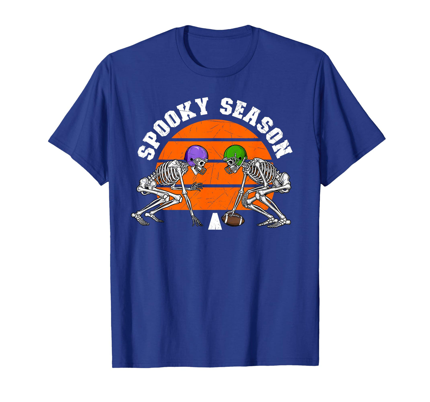 Spooky Season Skeleton Football Game Center Lineman Player T-Shirt