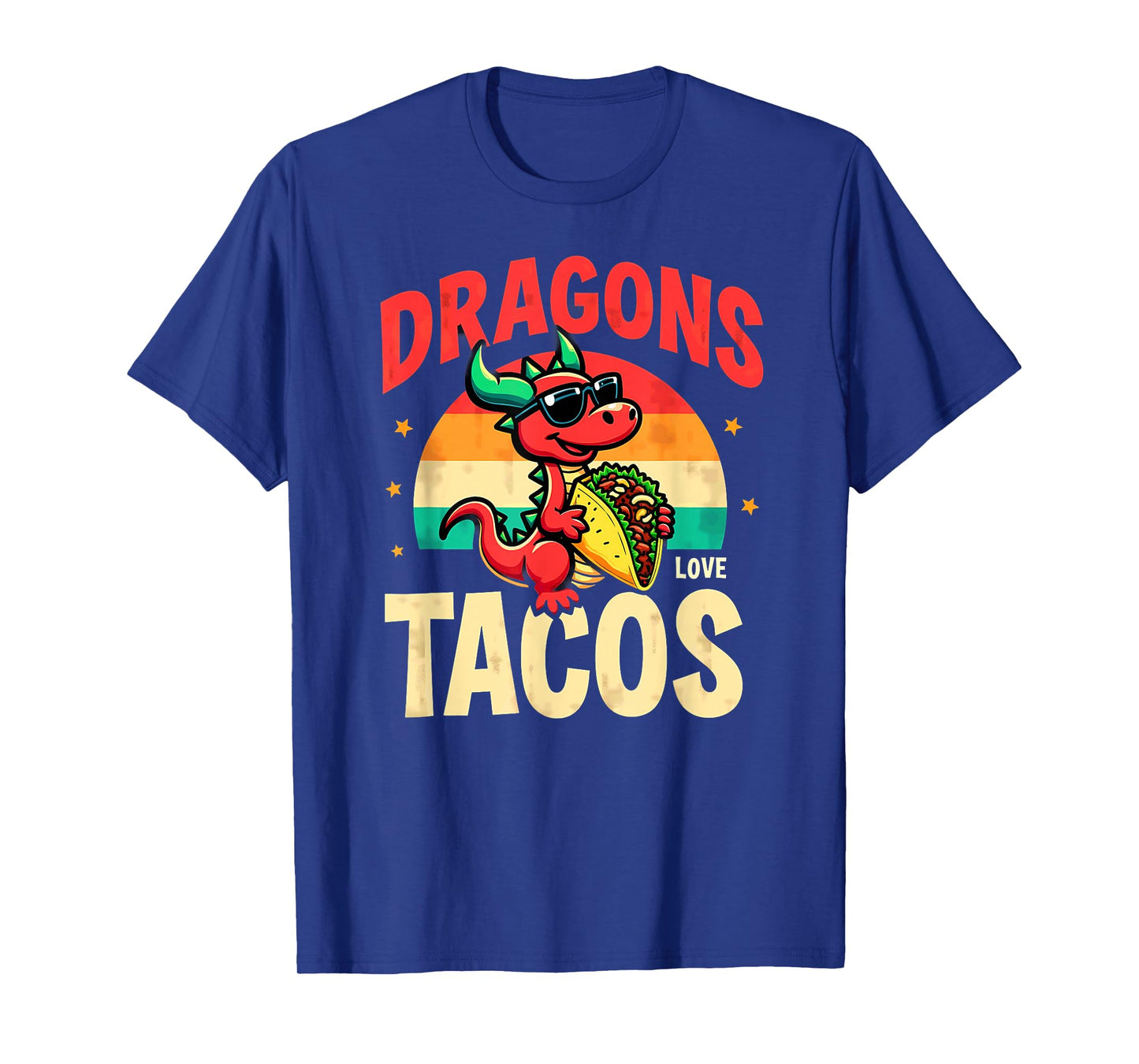 Retro Dragons Love Tacos T-Shirt