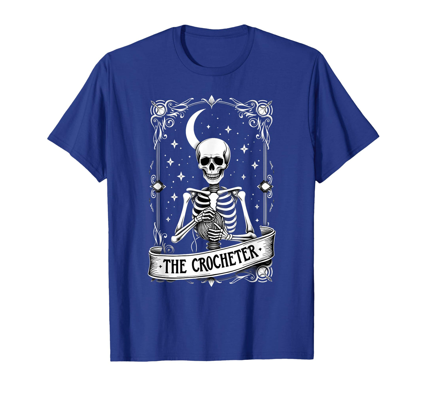 Gothic Tarot Card Crocheter Skeleton Halloween Quilter T-Shirt