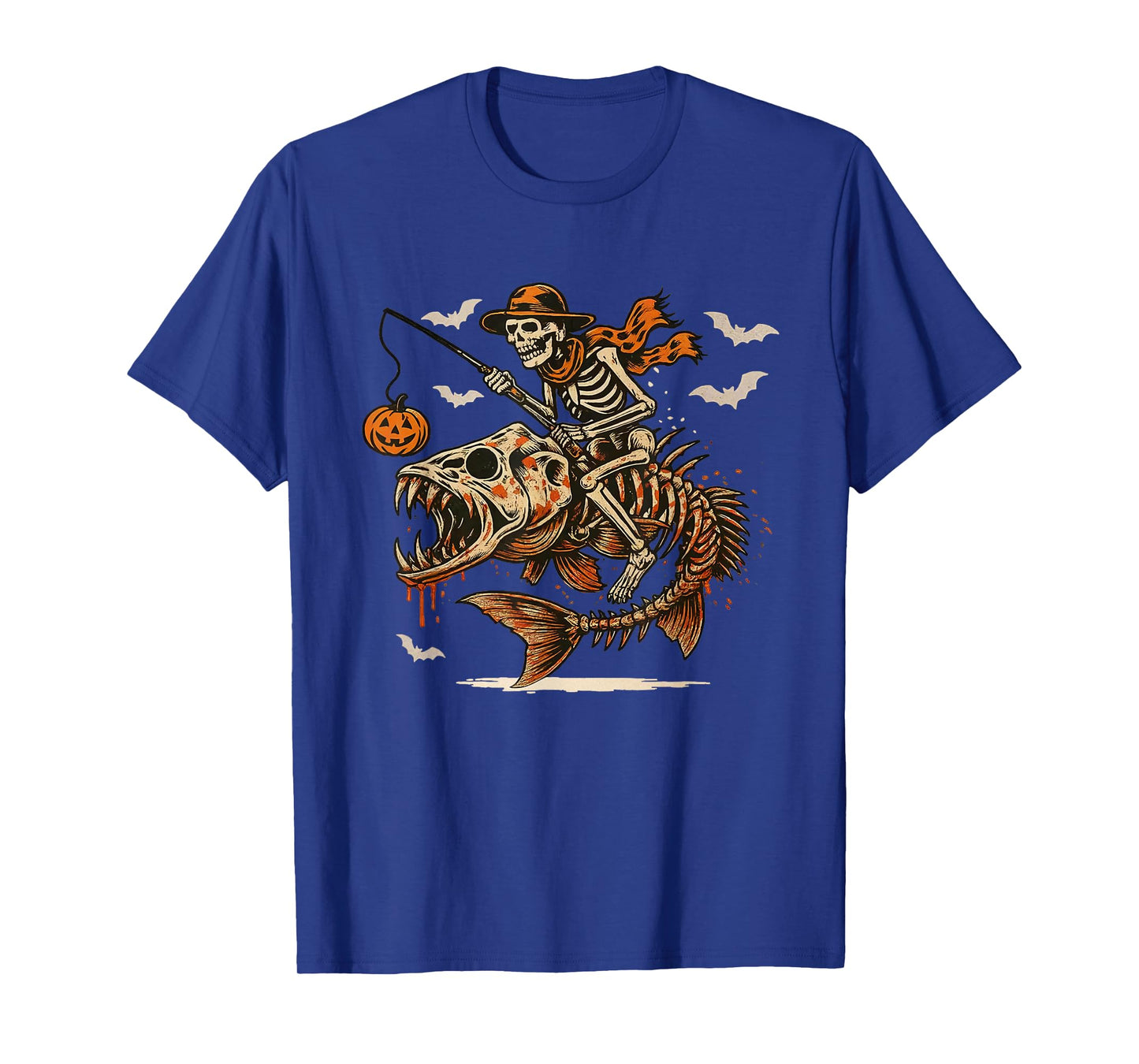 Fisherman Halloween Bass Fish Skeleton Fishing Men Dad T-Shirt