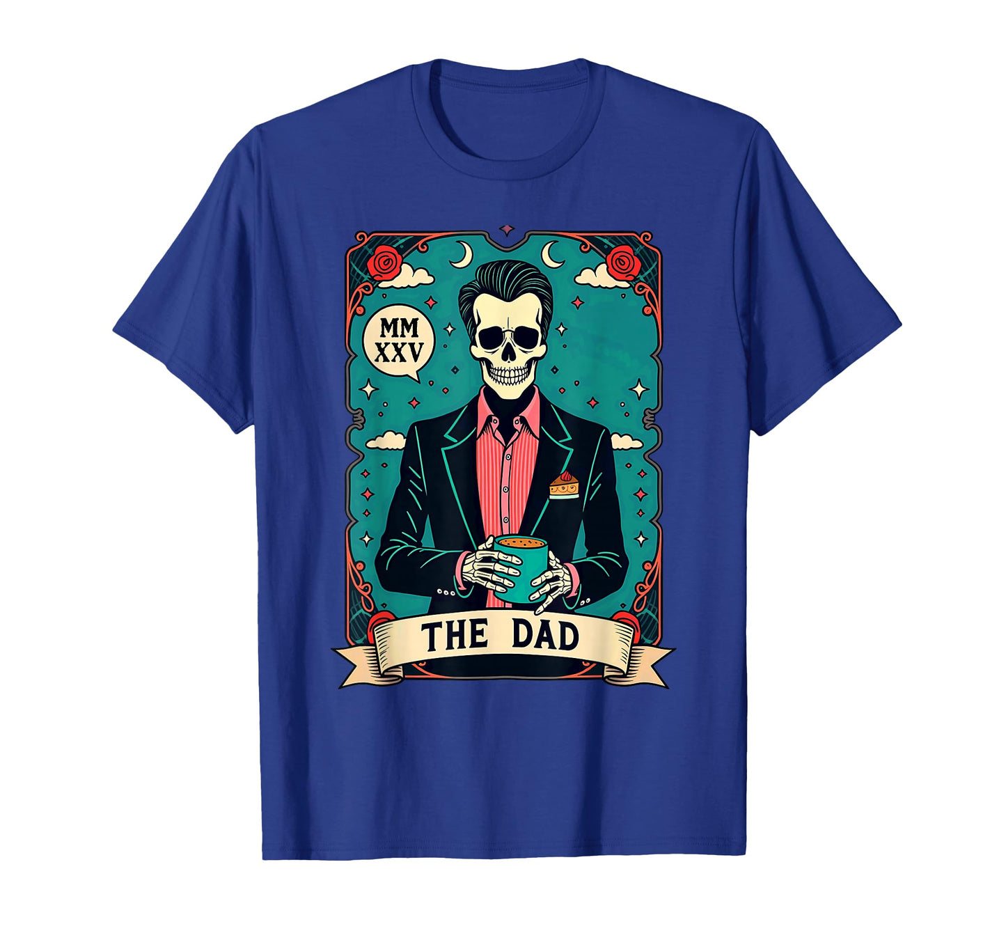 Retro Witch Dad Tarot Card Skeleton Halloween T-Shirt