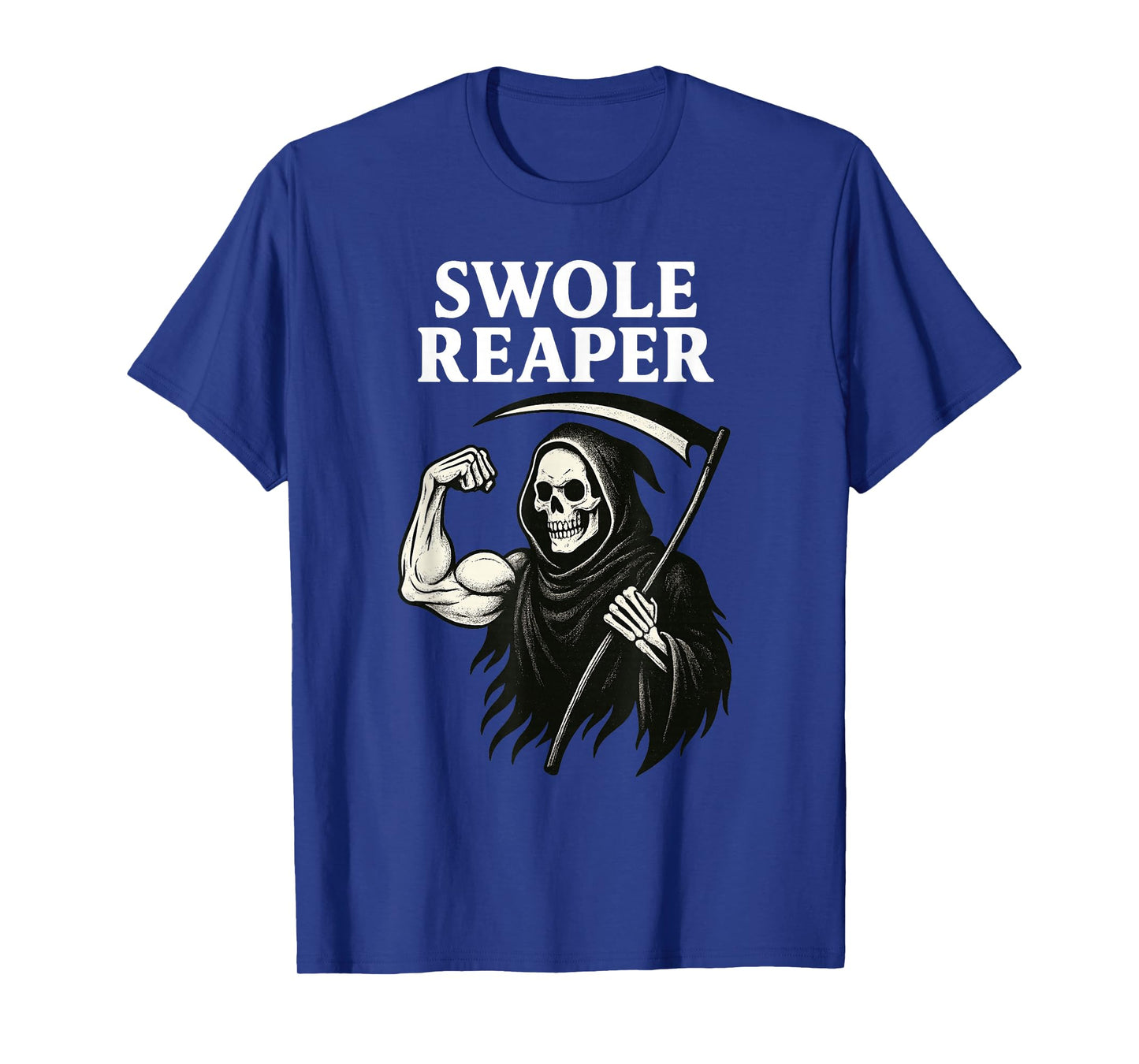Swole Reaper Gym Fitness Skeleton – Funny Buff Grim Reaper T-Shirt
