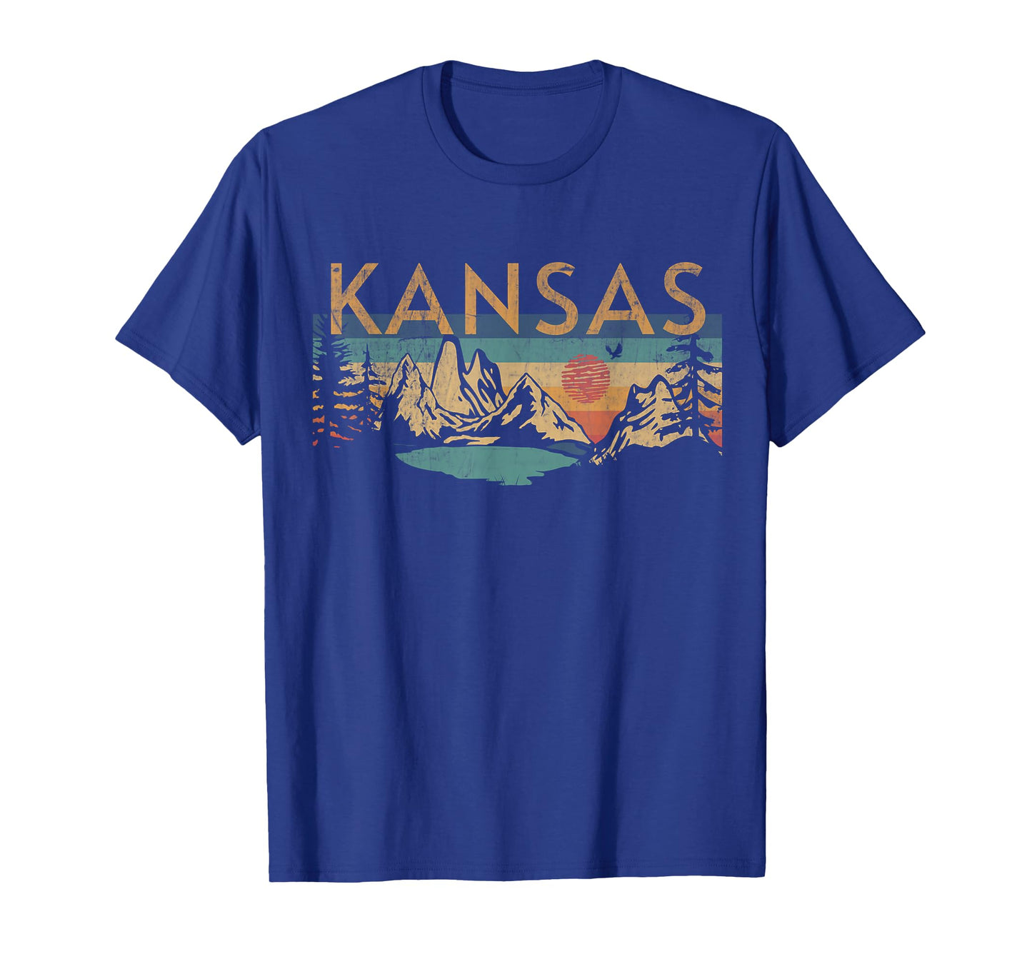 Kansas USA Outdoor Vintage Kansas T-Shirt Black Small Crew Neck Short Sleeve Unisex-Adults, Unisex-Kids Retro Sunset Vintage Design