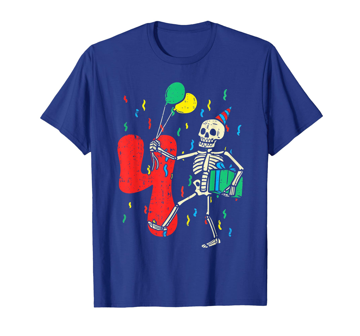 My 4th Birthday Skeleton Halloween 4 Year Old Funny Gift T-Shirt