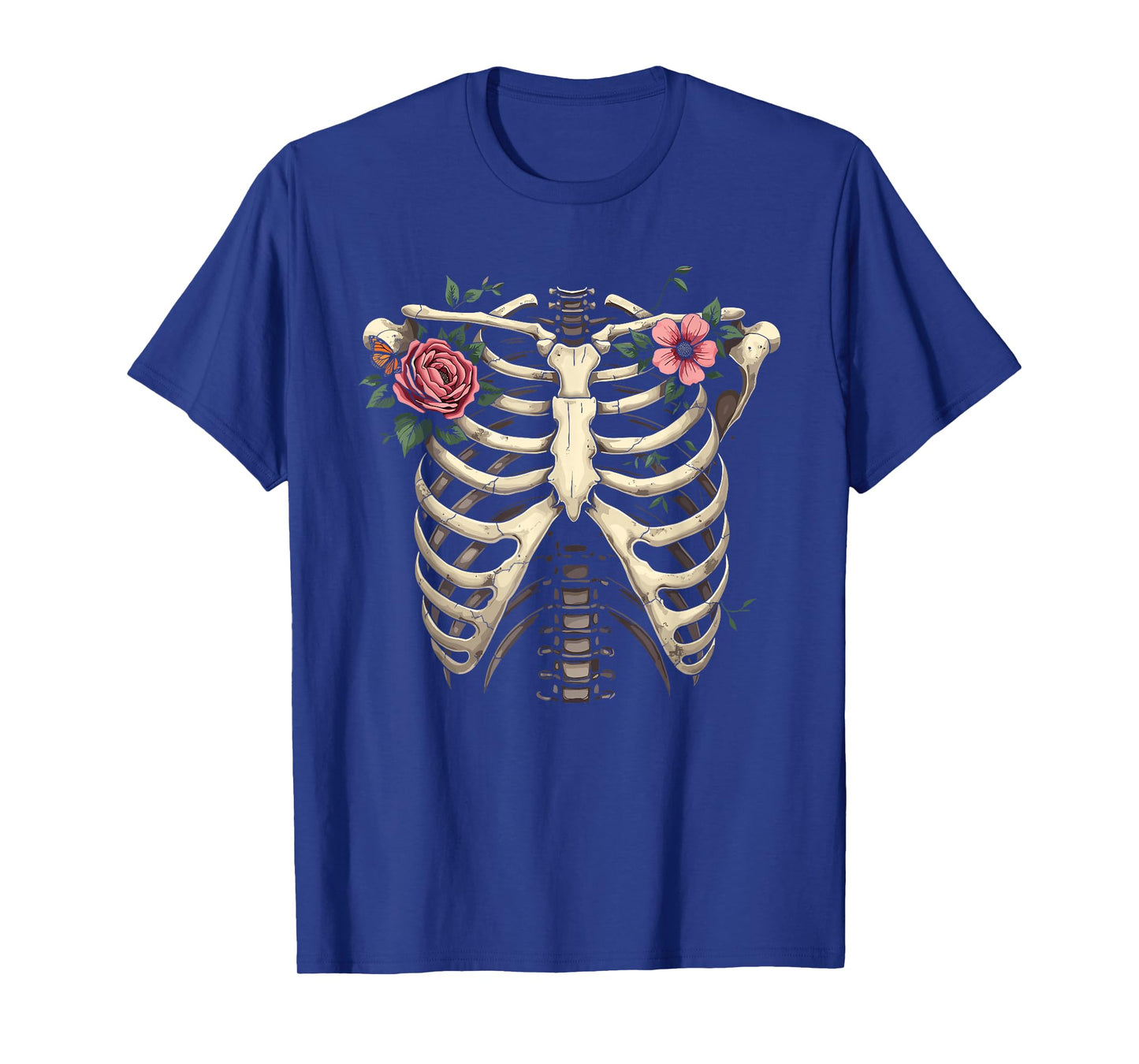 Skeleton Ribcage with Rose Halloween T-Shirt