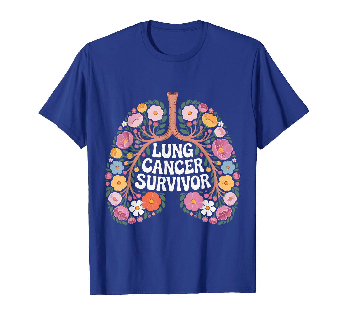 White Ribbon Floral Lungs Lung Cancer Survivor Awareness T-Shirt