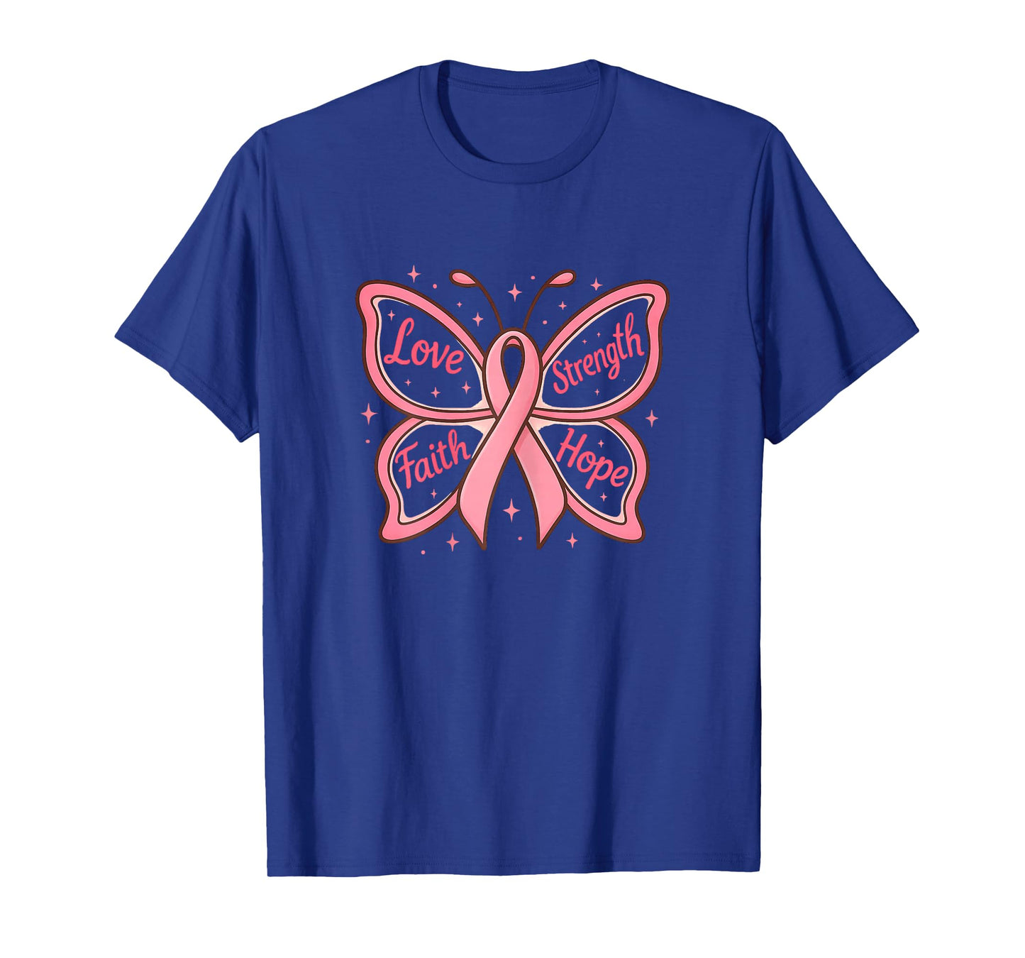 Breast Cancer Awareness Women Encouraging Butterfly Ribbon T-Shirt