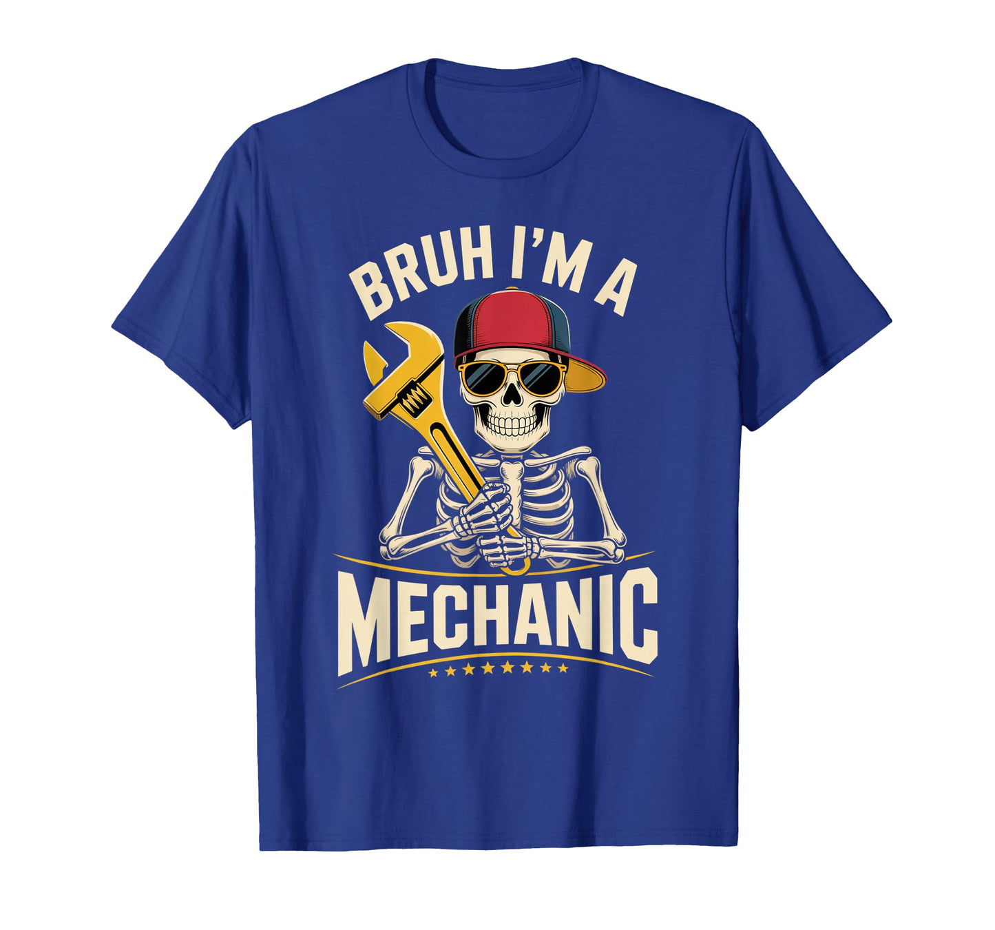 Bruh I'm a Mechanic Funny Skeleton Halloween Spooky Costume T-Shirt