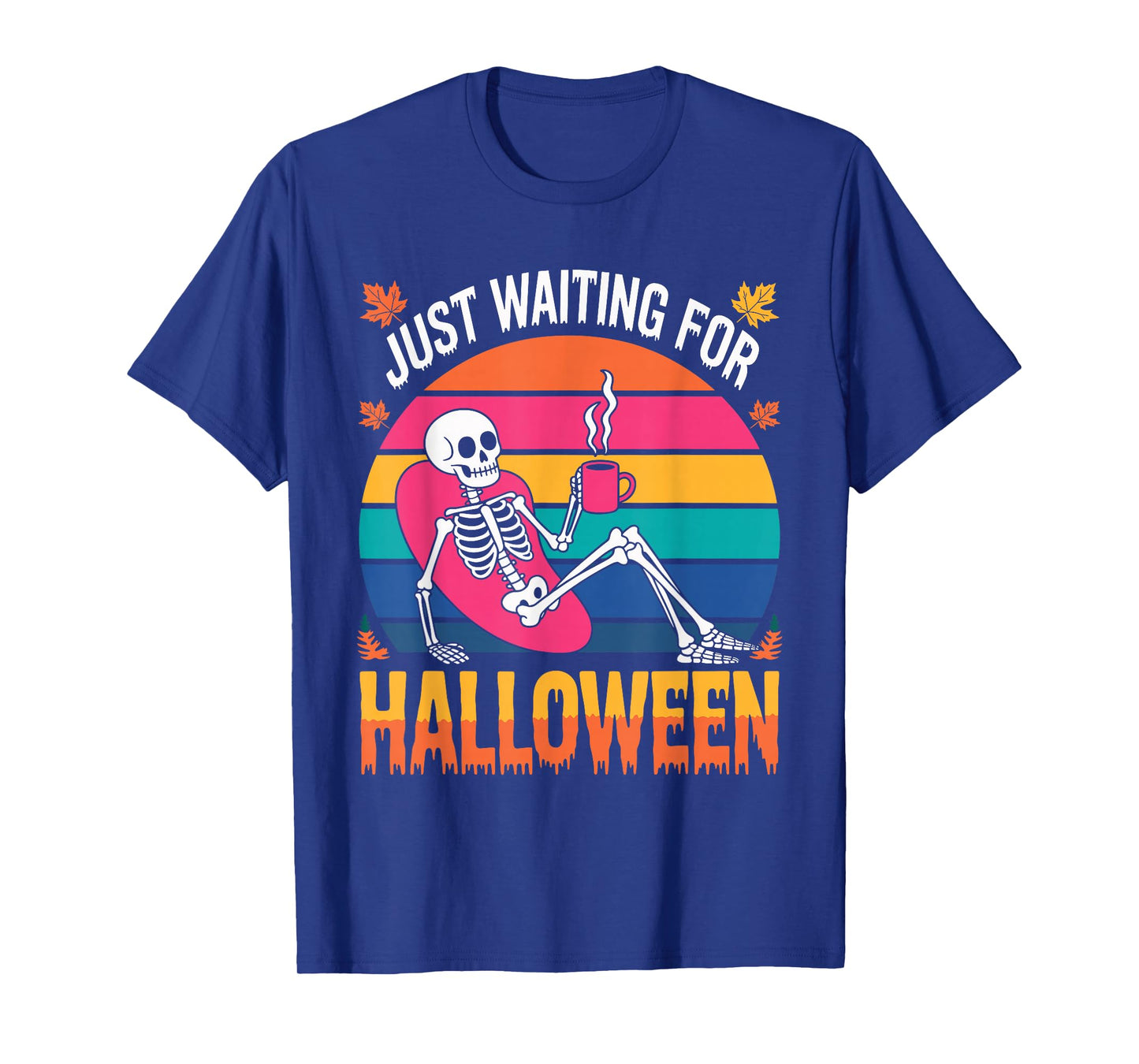 Just Waiting for Halloween Costume Summerween Skeleton Funny T-Shirt