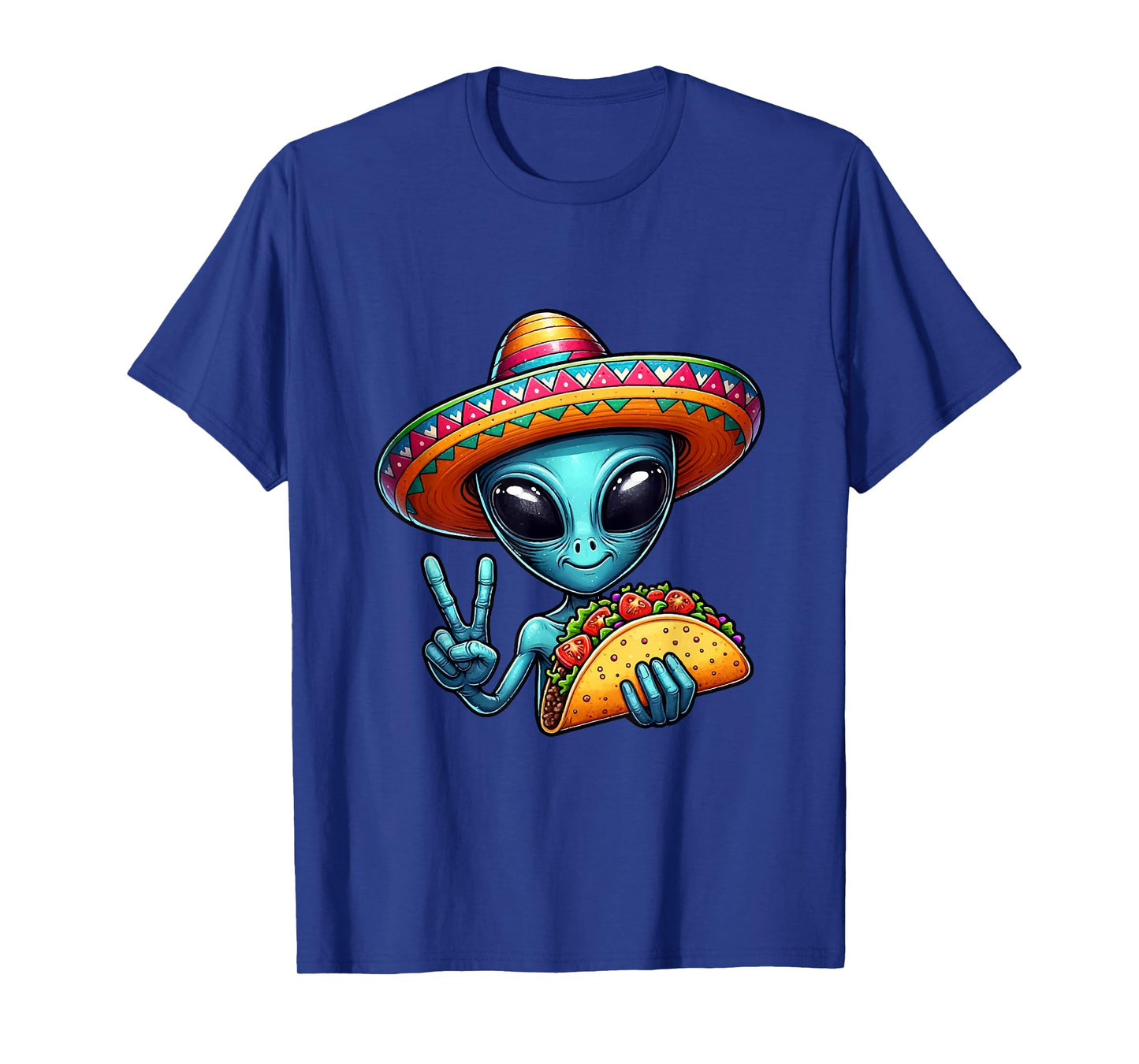 Alien Eating Taco Cinco De Mayo Sombrero Mexican Fiesta T-Shirt