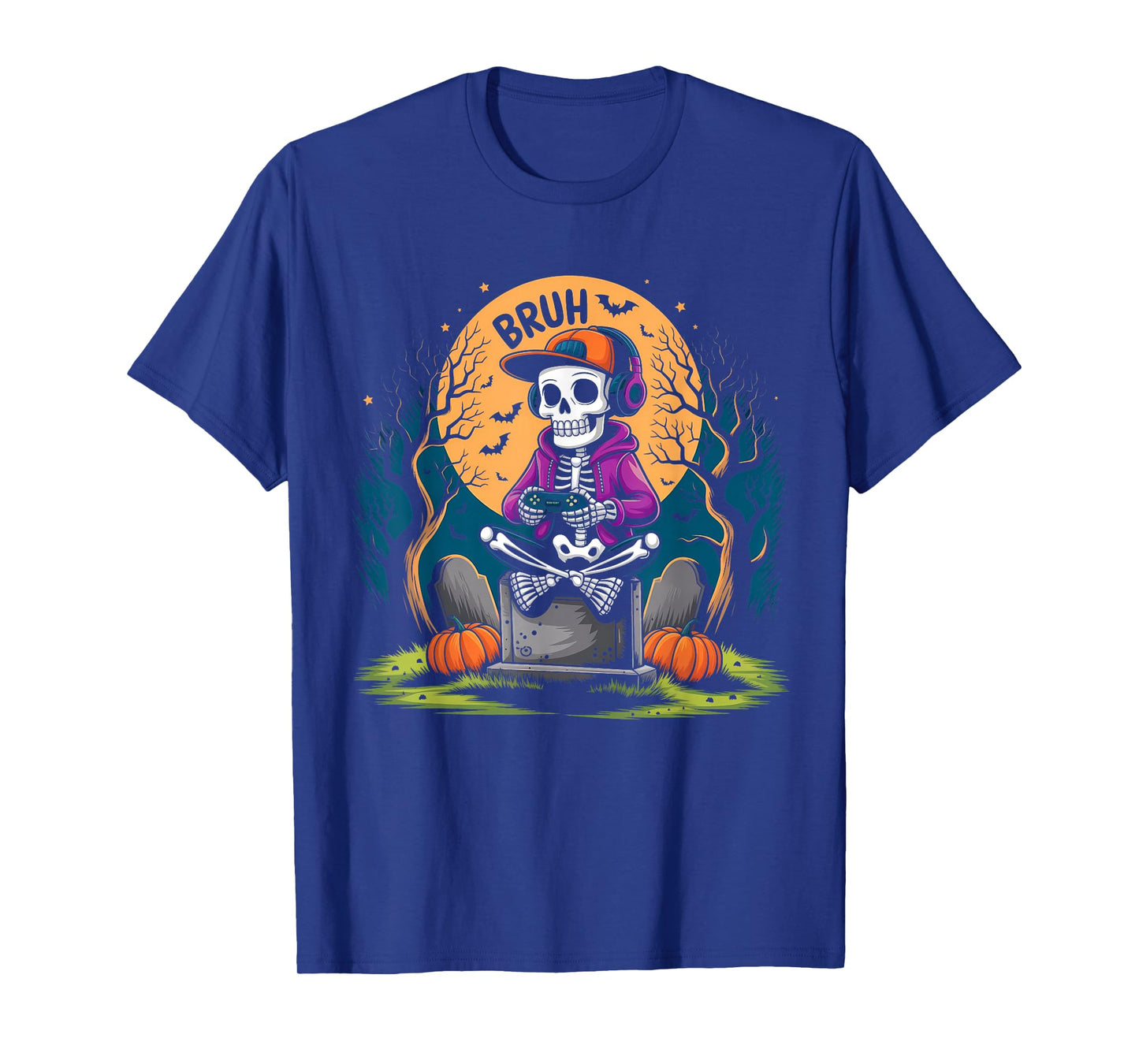 Halloween Skeleton Video Gaming Gamer Men Youths Boys Teens T-Shirt