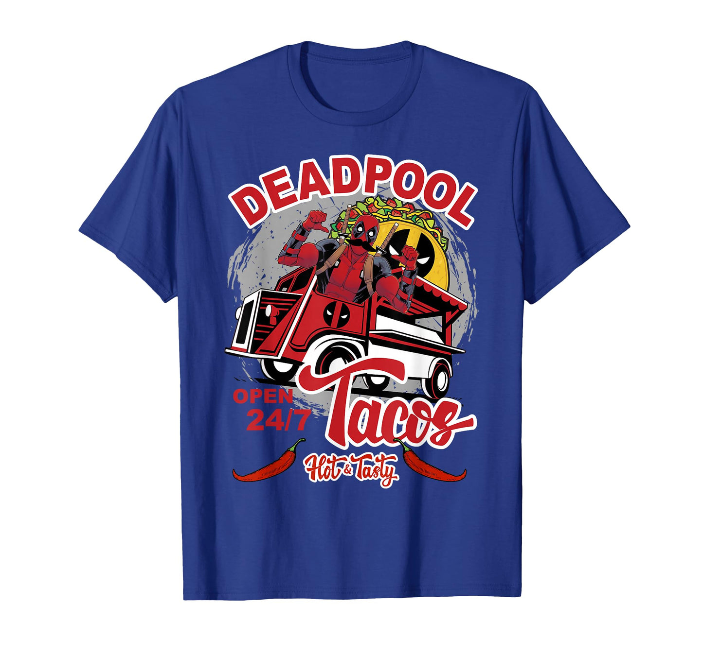 Marvel Deadpool Tacos Hot & Tasty Graphic T-Shirt T-Shirt